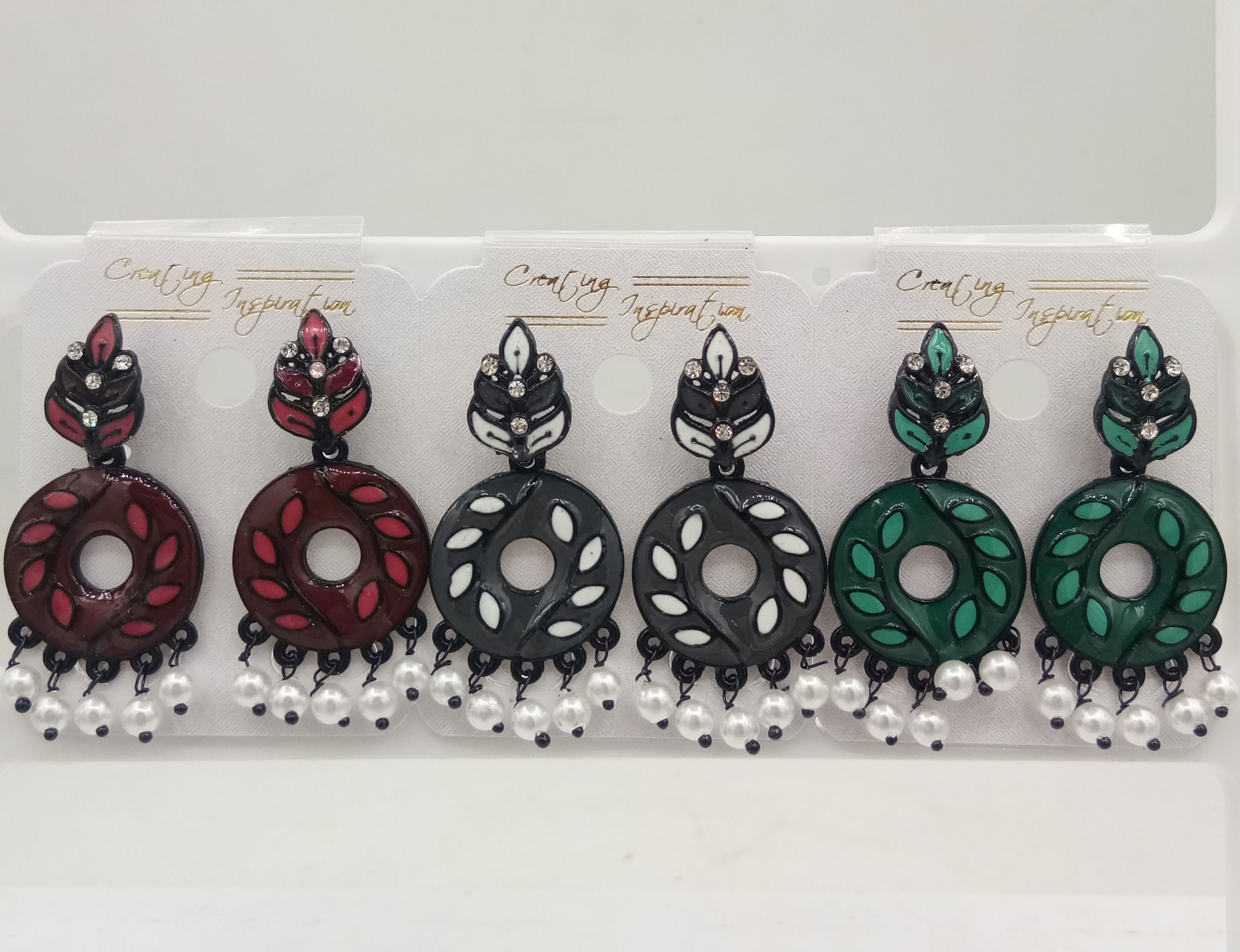 BLACK CLR MEENA 3 JODI EARRINGS - 524167