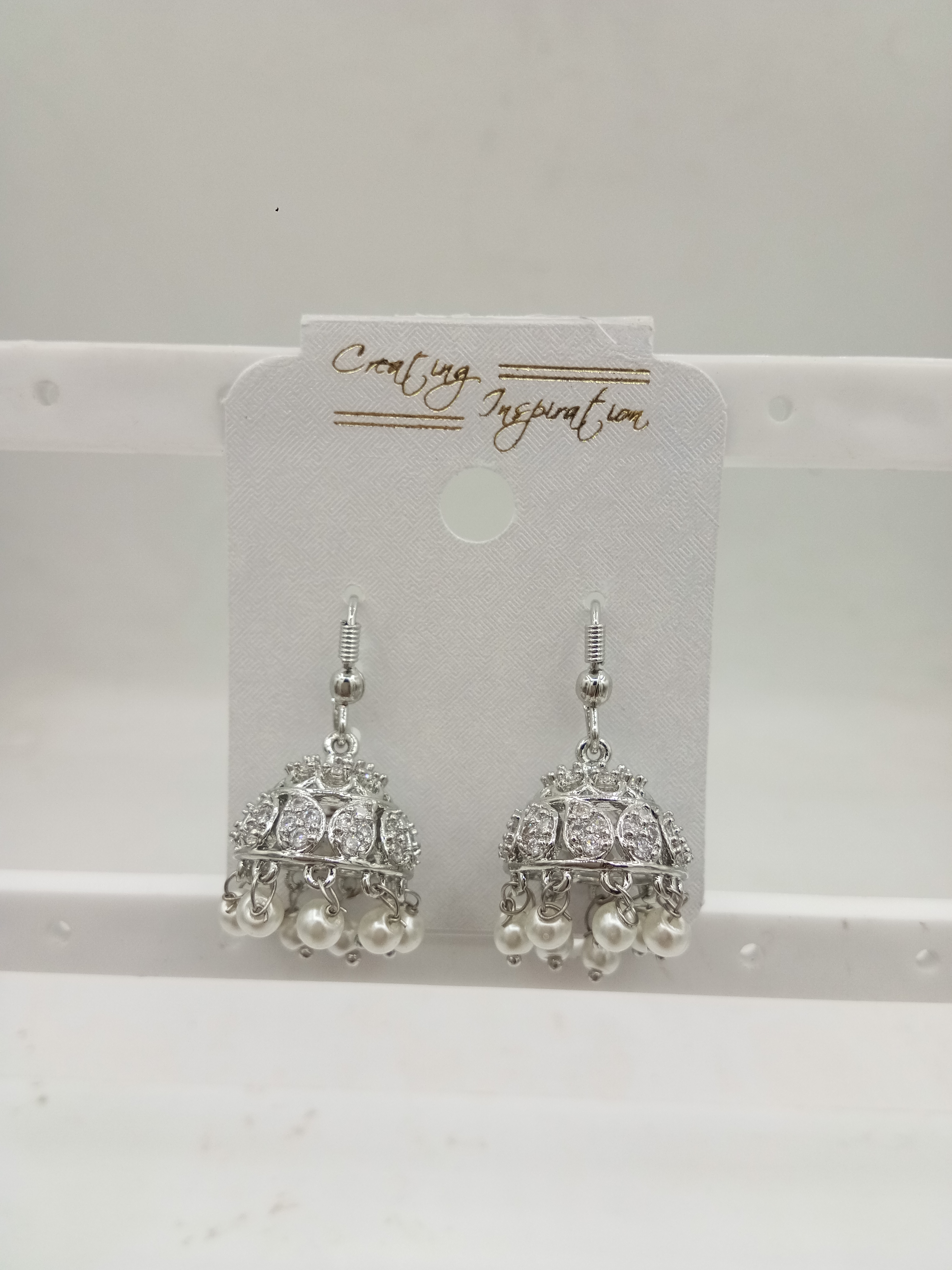 AD RODIUM WHITE JHUMKI - 21195 NX