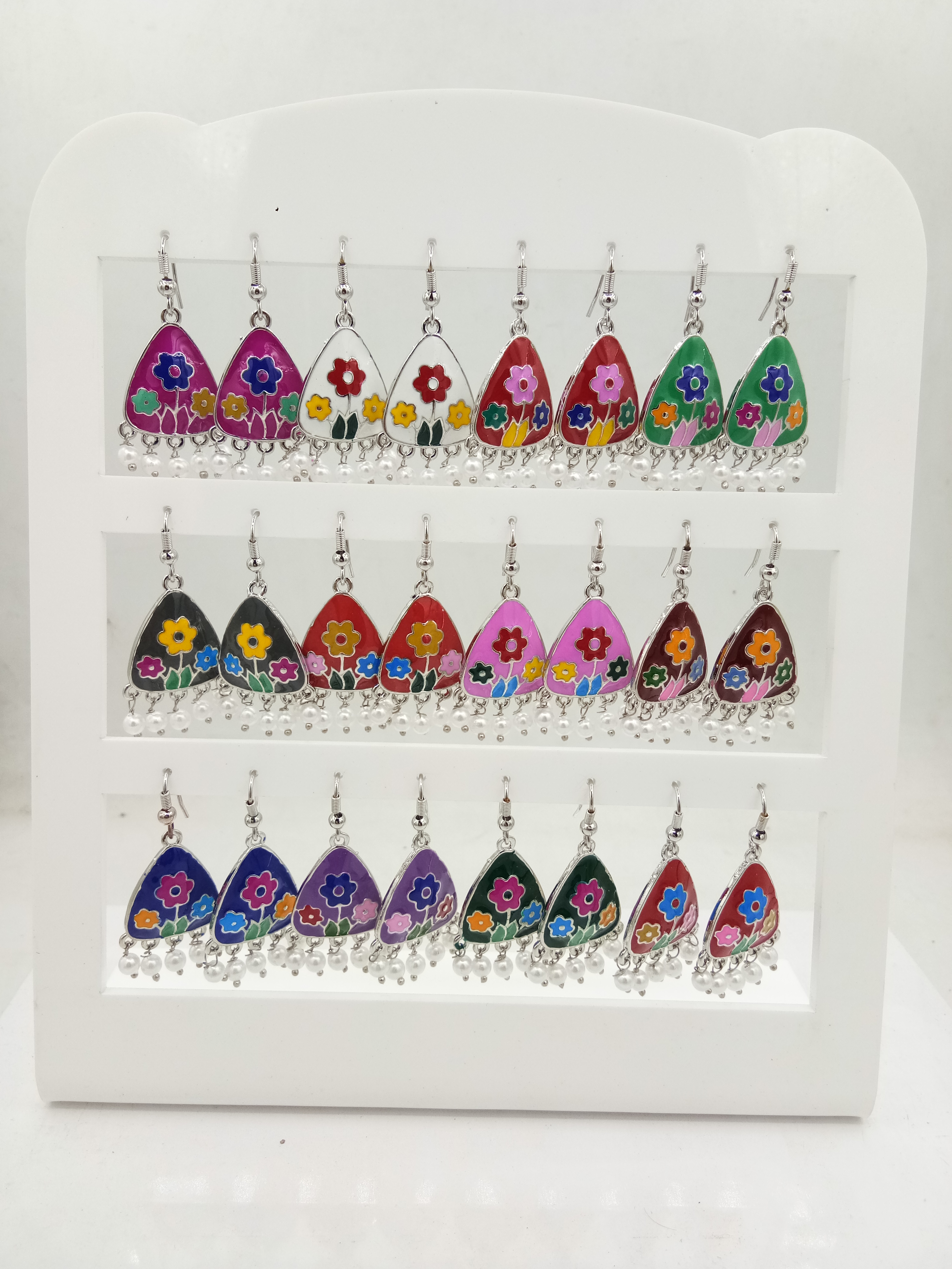 RODIUM MULTI CMN AKDA 12 PAIR TRAY EARRING - 522578