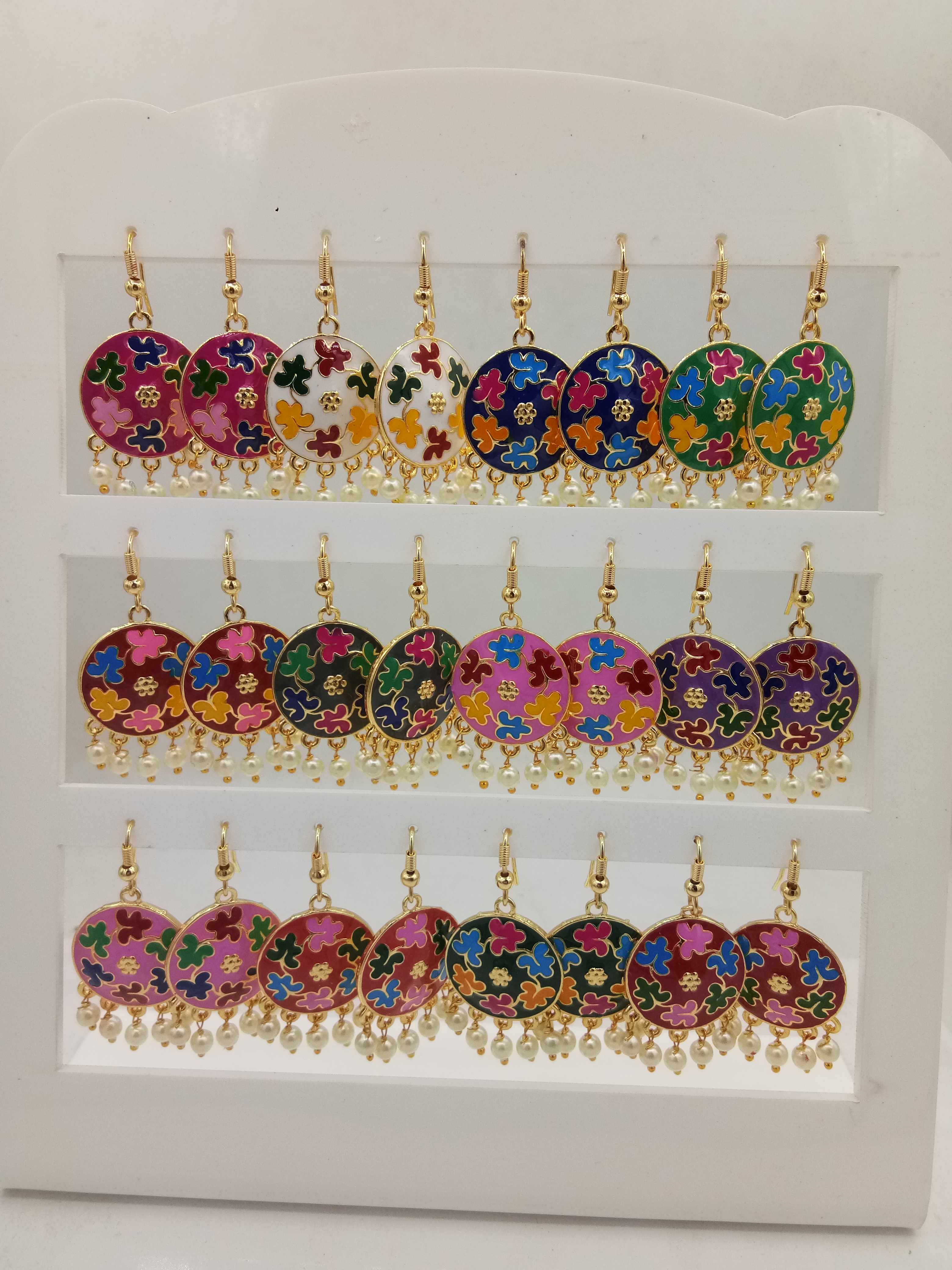 ROSE MULTI CMN AKDA 12 PAIR TRAY EARRING - 522578