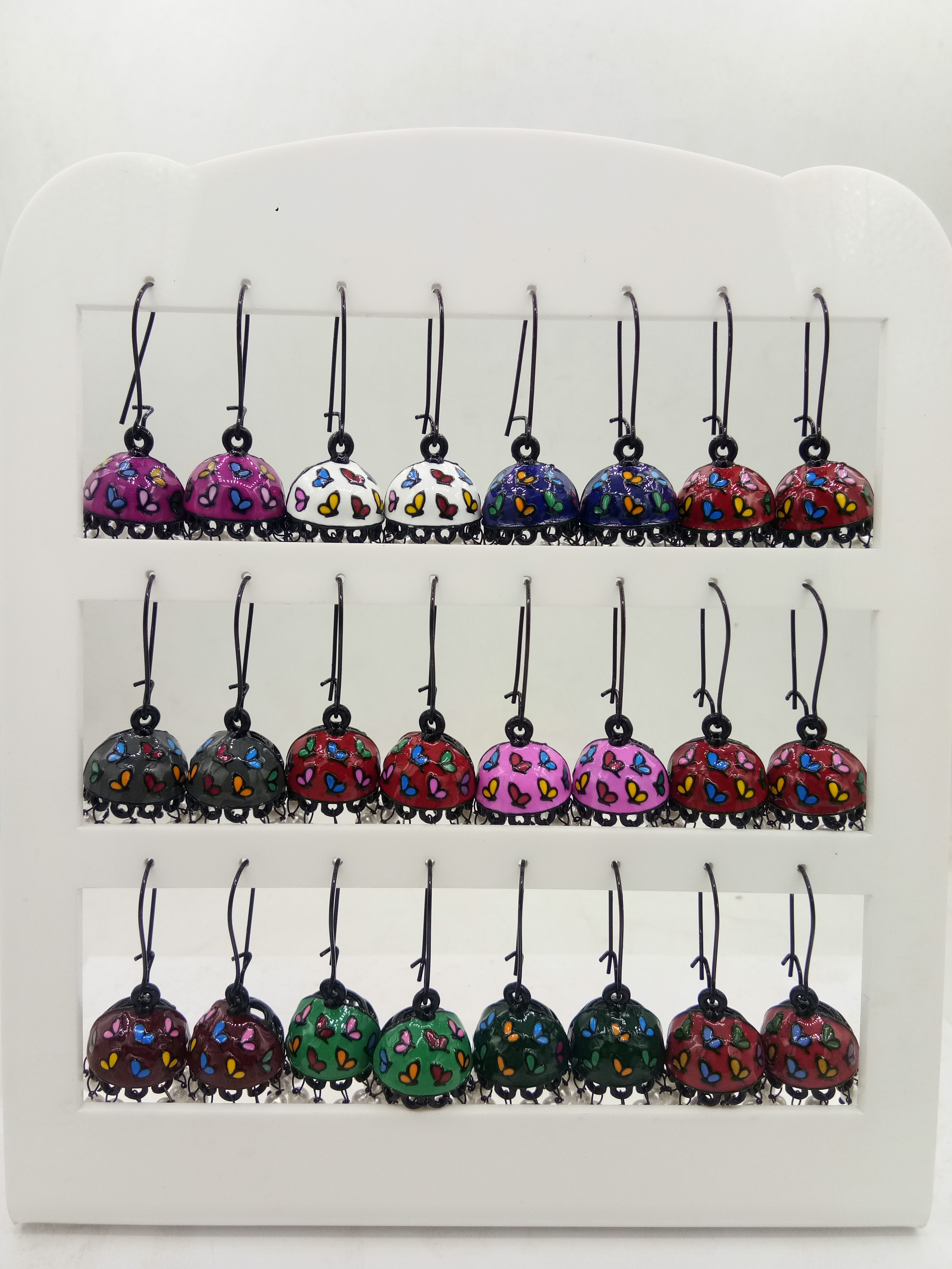 NEW BLACK MULTI MEENA FISH HOOK TRAY JHUMKI - 524686