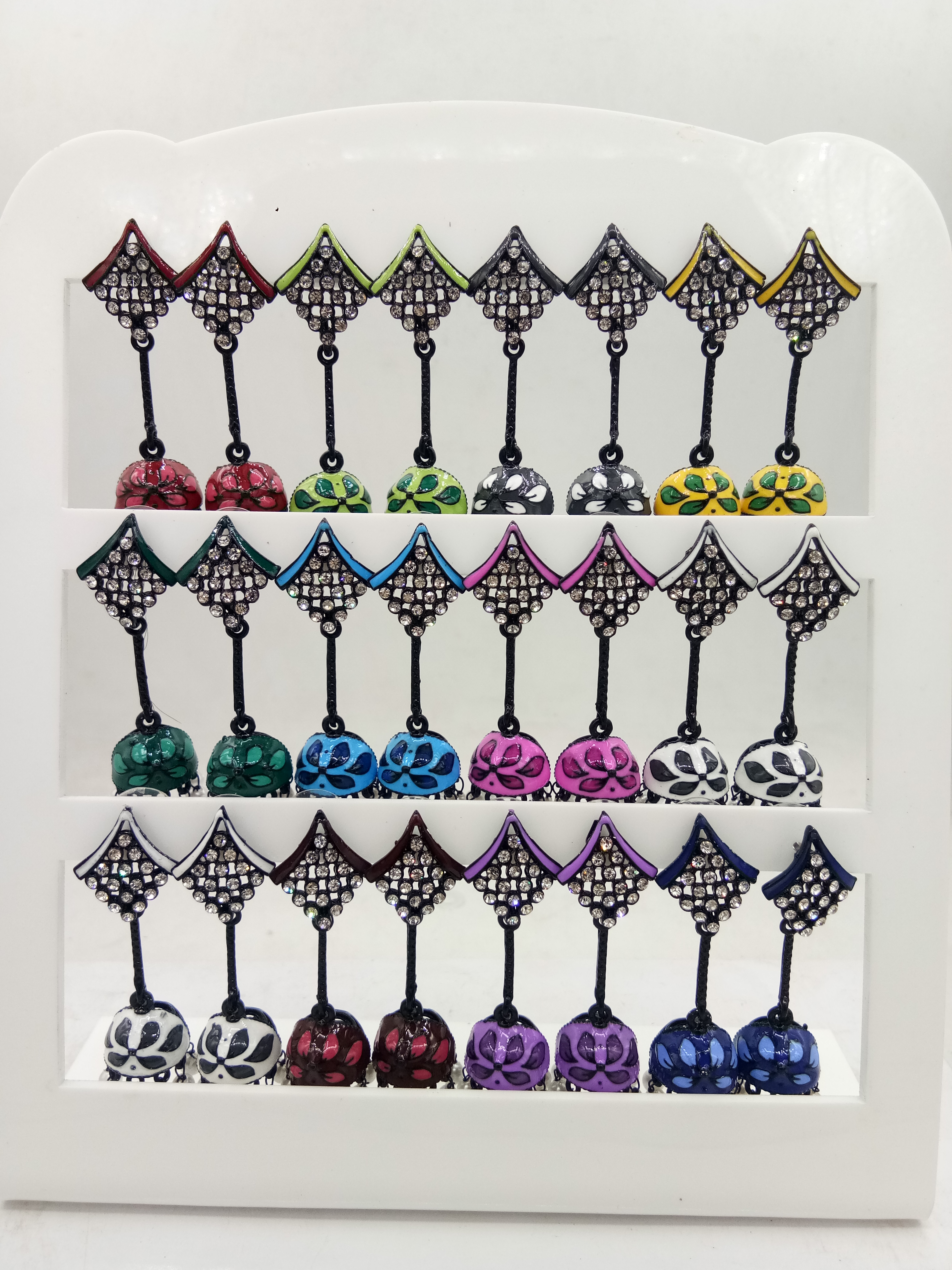 BLACK CMN 12 JODI TRAY JHUMKI - 524702