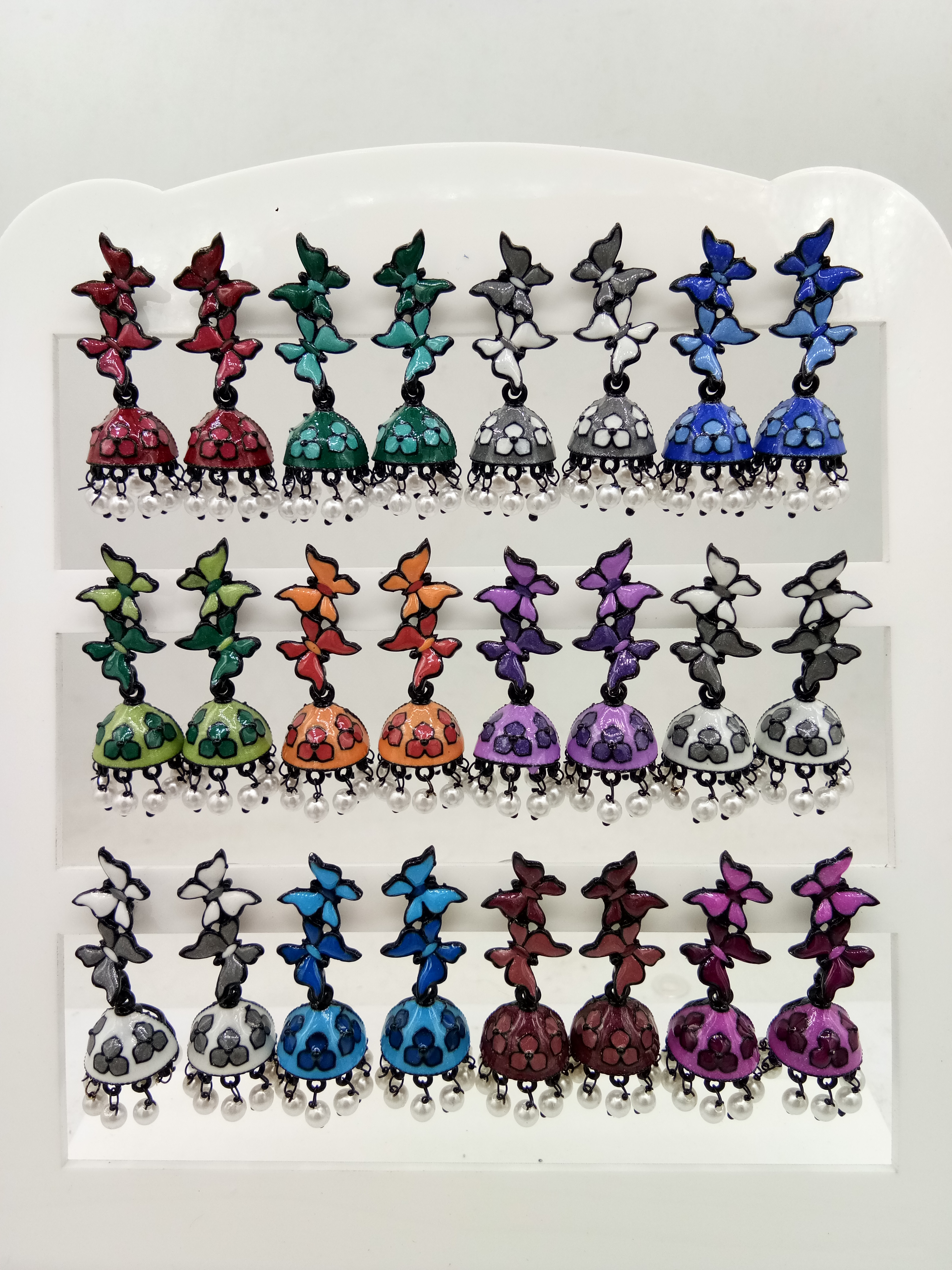 BLACK CMN 12 JODI TRAY JHUMKI - 523063