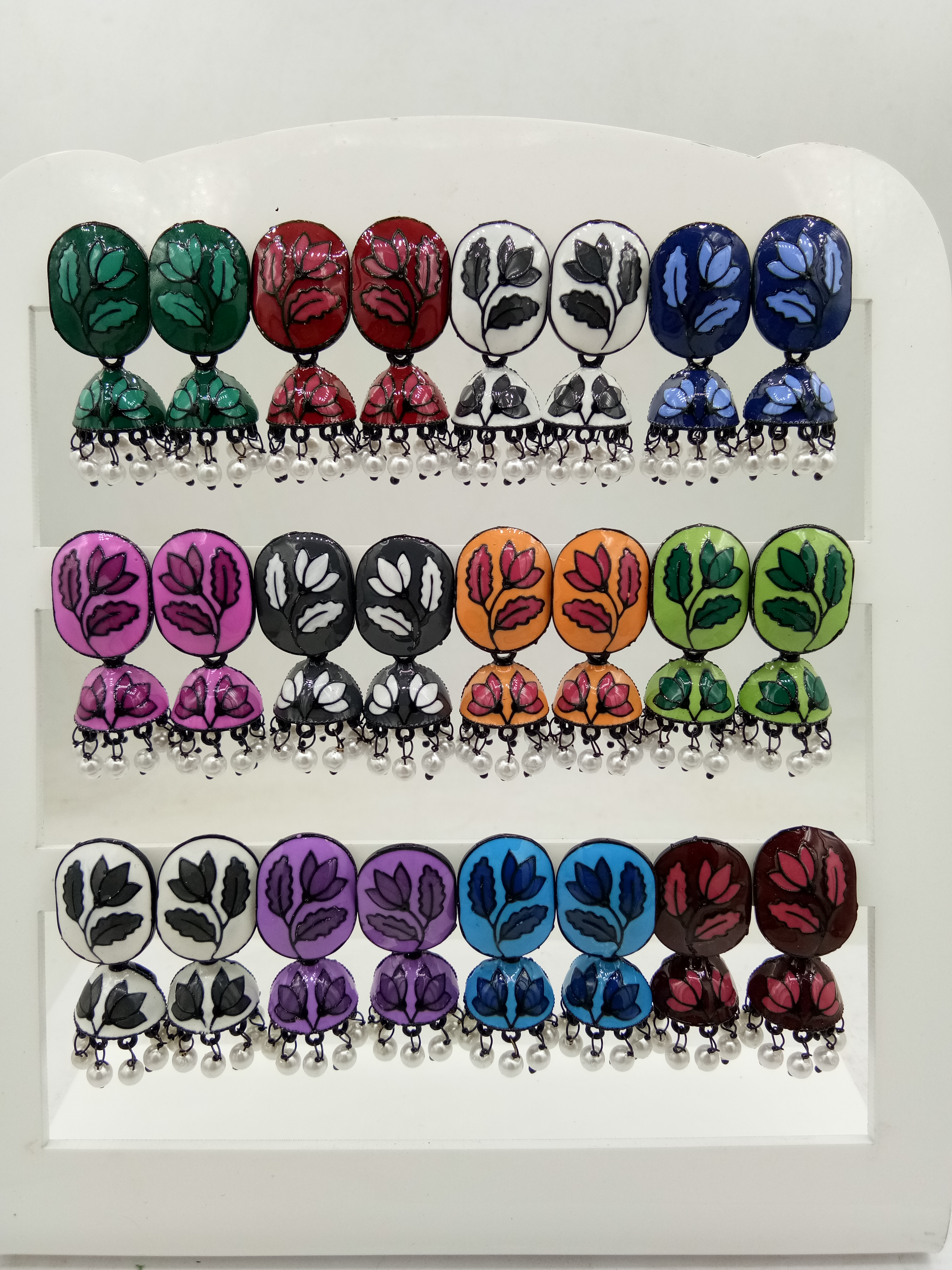 BLACK CMN 12 JODI TRAY JHUMKI - 523082