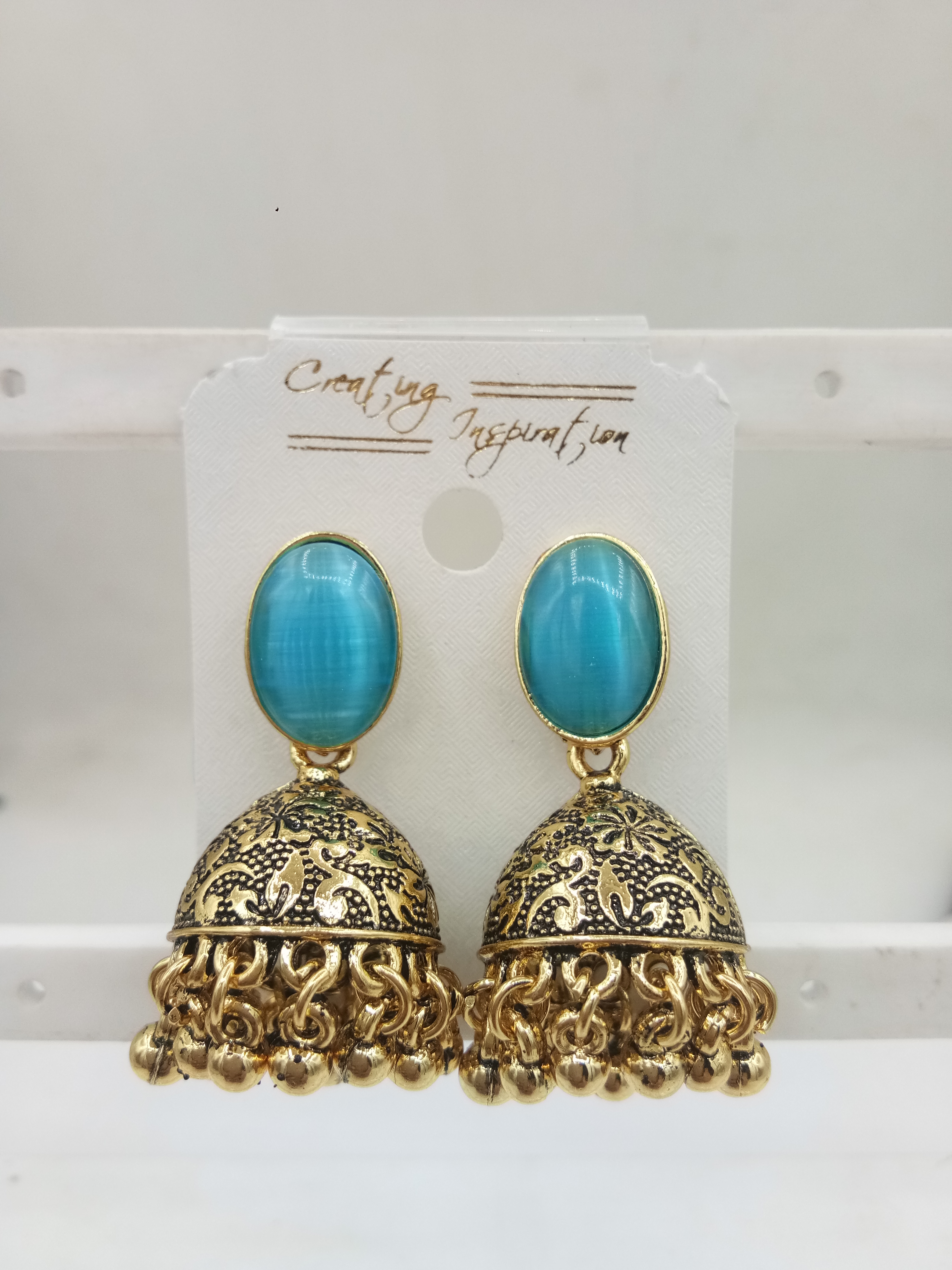 GERMAN GOLD ANTIQUE CLR MONALISA JHUMKI - 524419