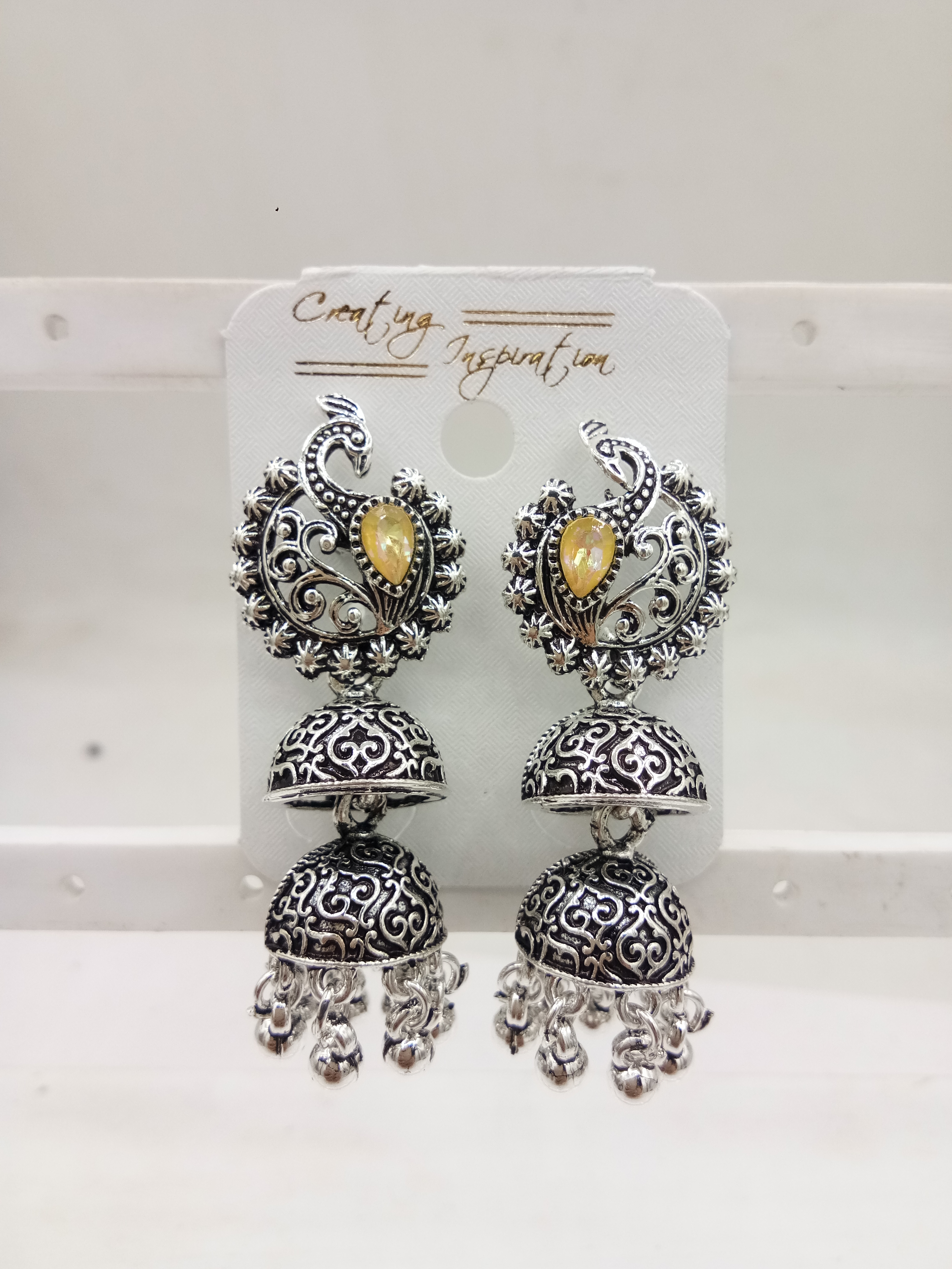 GERMAN SILVER ANTIQUE ASSST DOUBLE JHUMKI - 71424