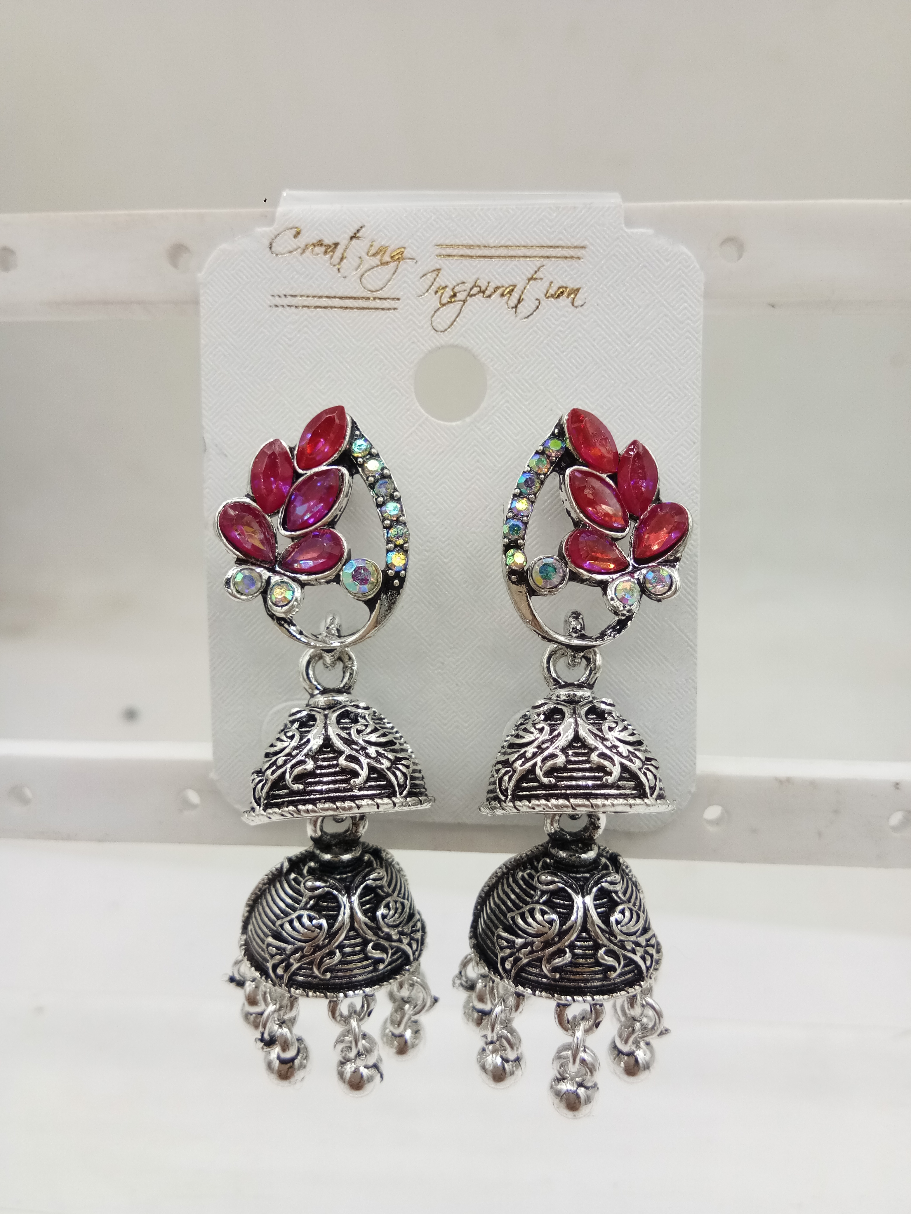 GERMAN SILVER ANTIQUE ASSST DOUBLE JHUMKI - 71410