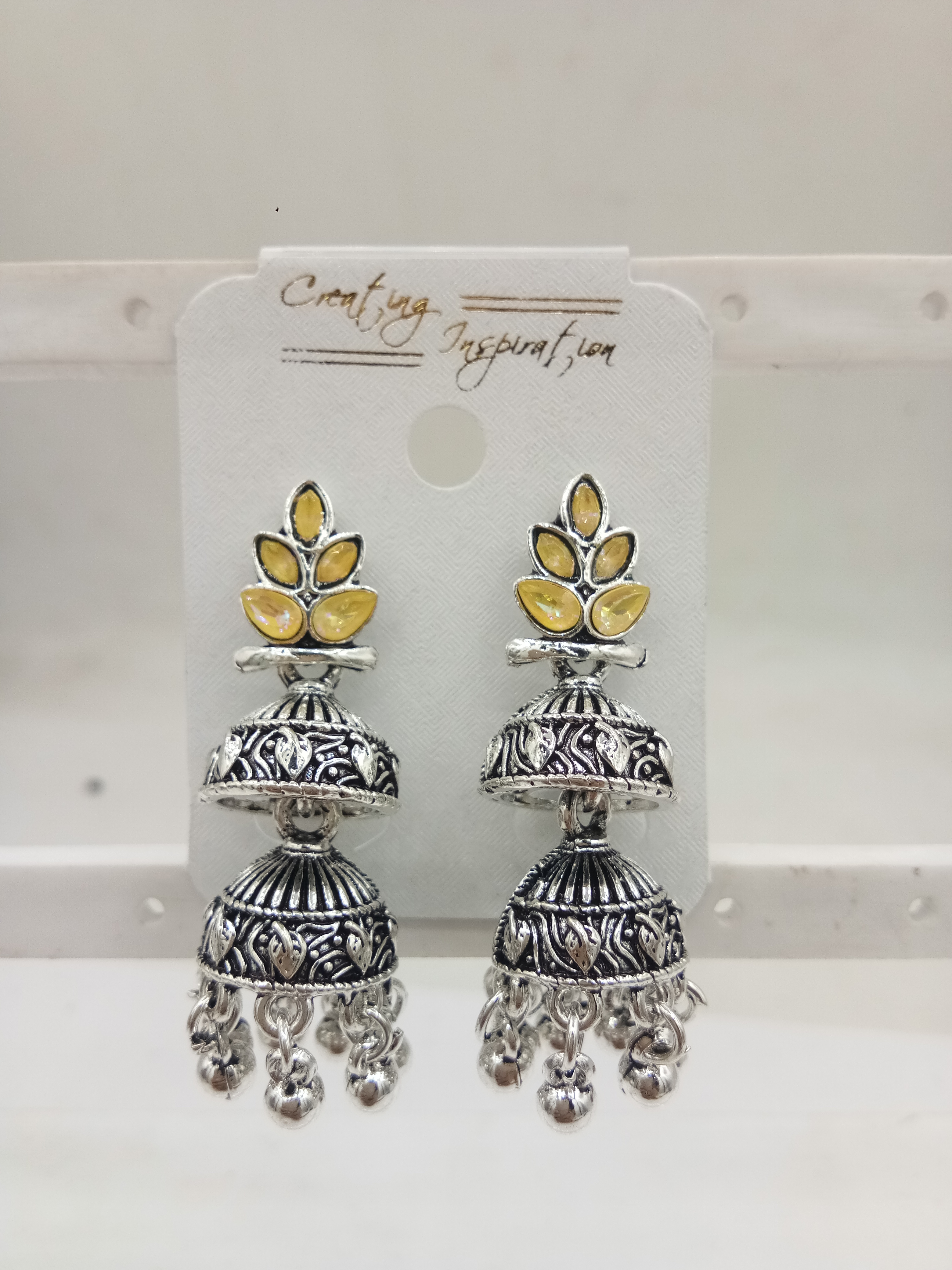 GERMAN SILVER ANTIQUE ASSST DOUBLE JHUMKI - 71405