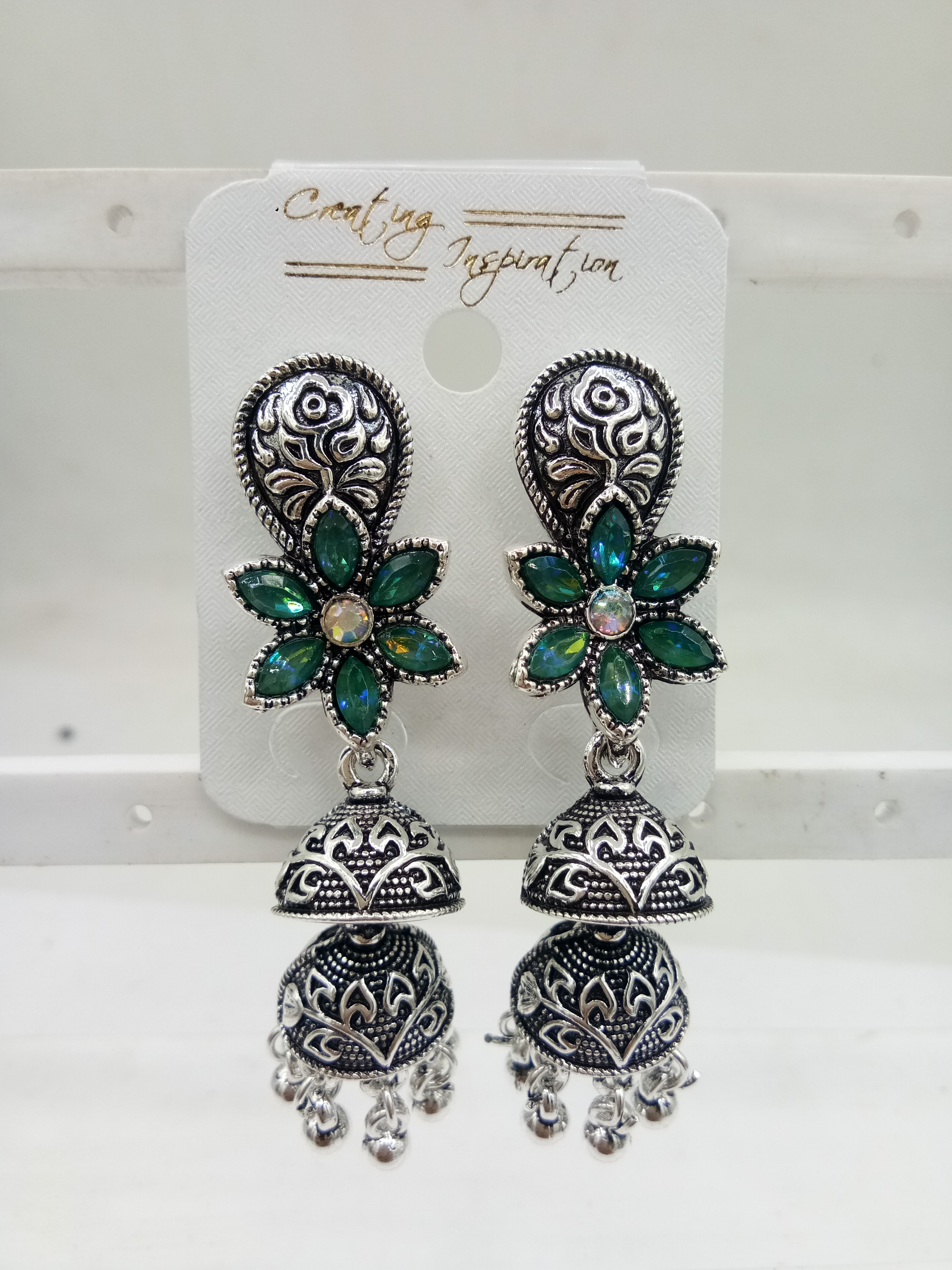 GERMAN SILVER ANTIQUE ASSST DOUBLE JHUMKI - 71419