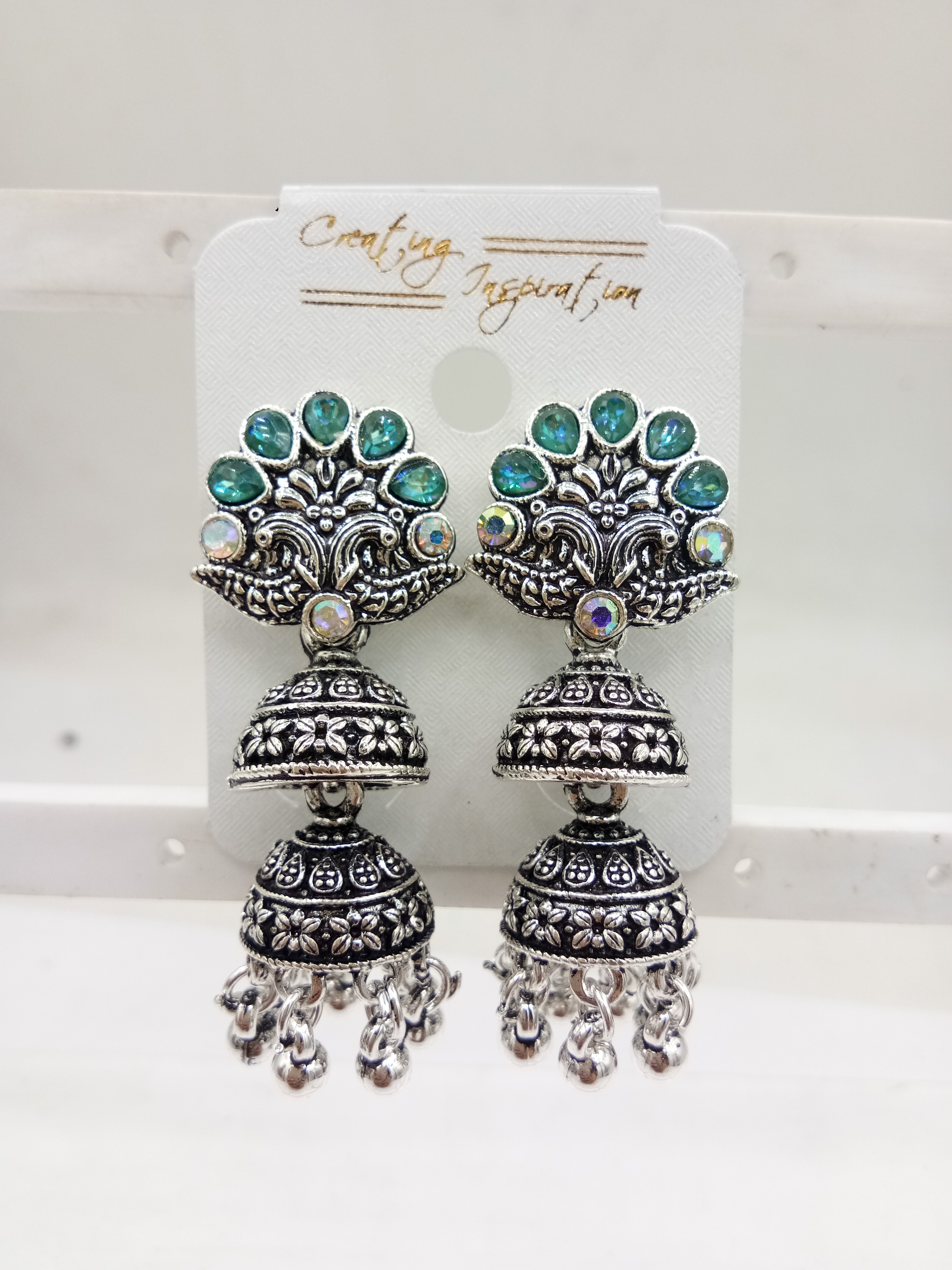 GERMAN SILVER ANTIQUE ASSST DOUBLE JHUMKI - 71423