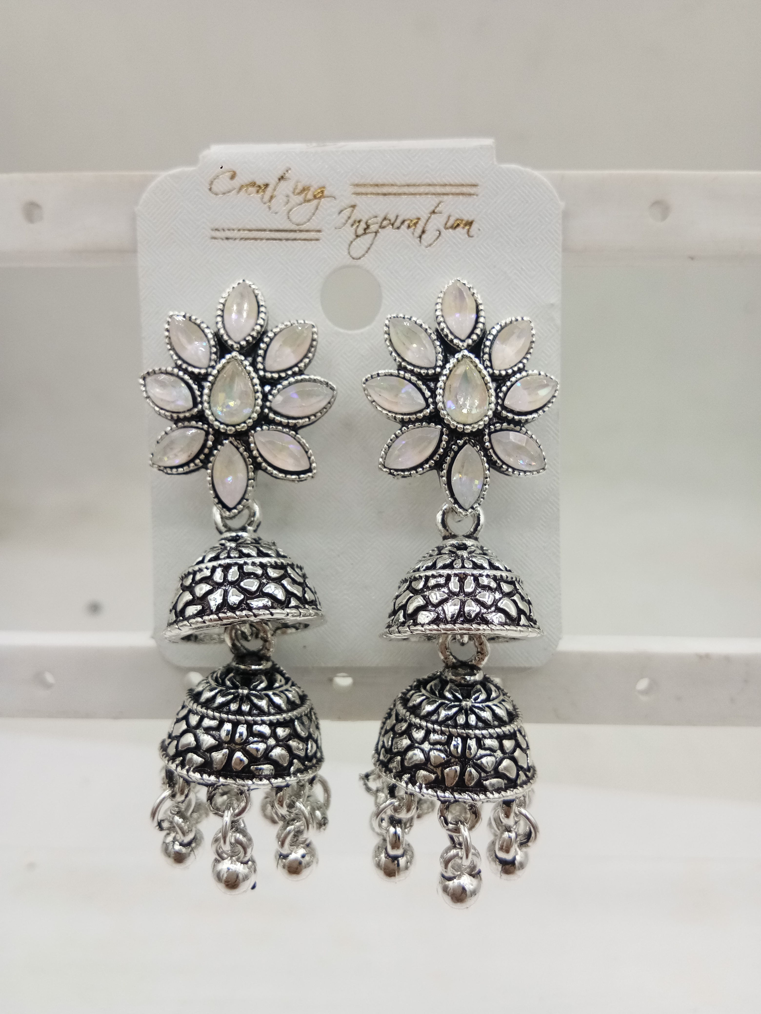 GERMAN SILVER ANTIQUE ASSST DOUBLE JHUMKI - 71412
