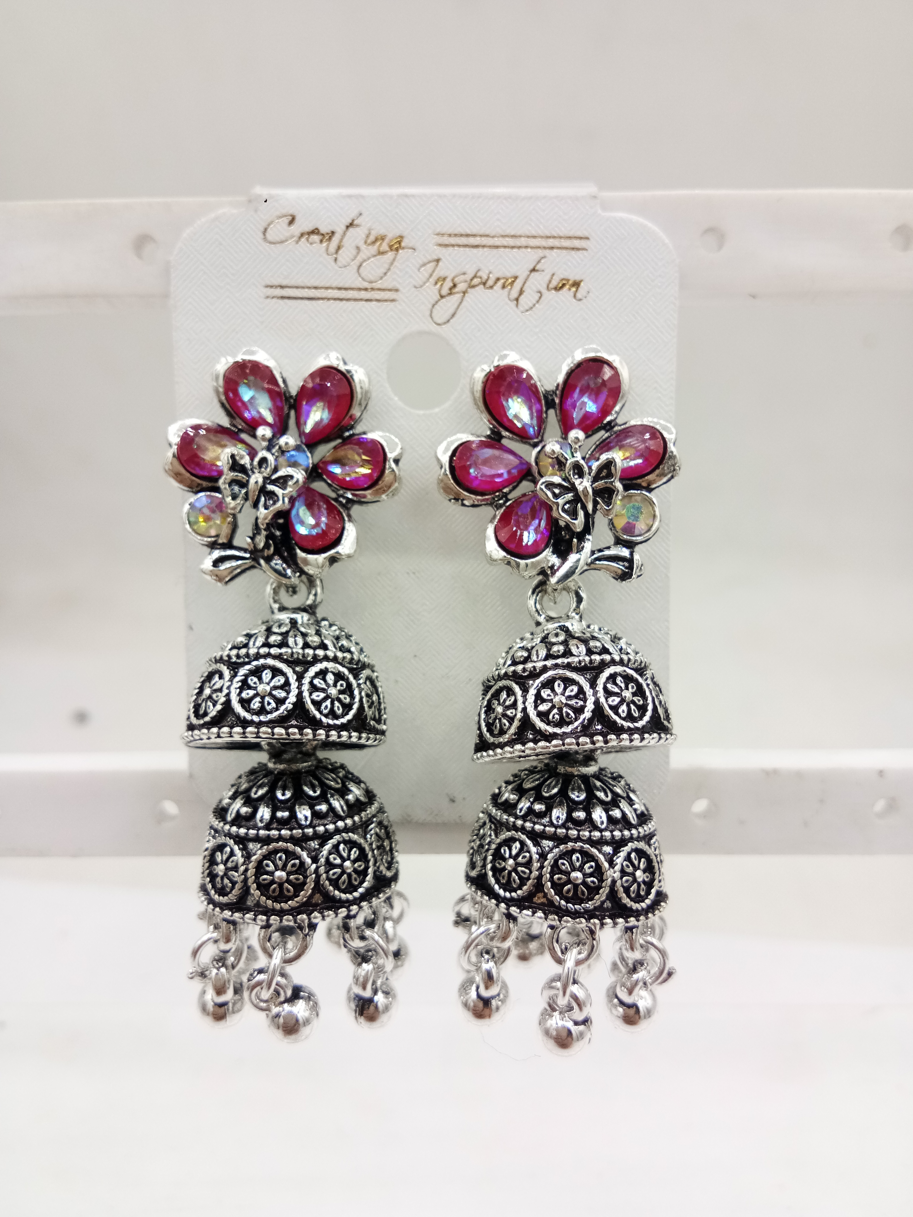 GERMAN SILVER ANTIQUE ASSST DOUBLE JHUMKI -71416