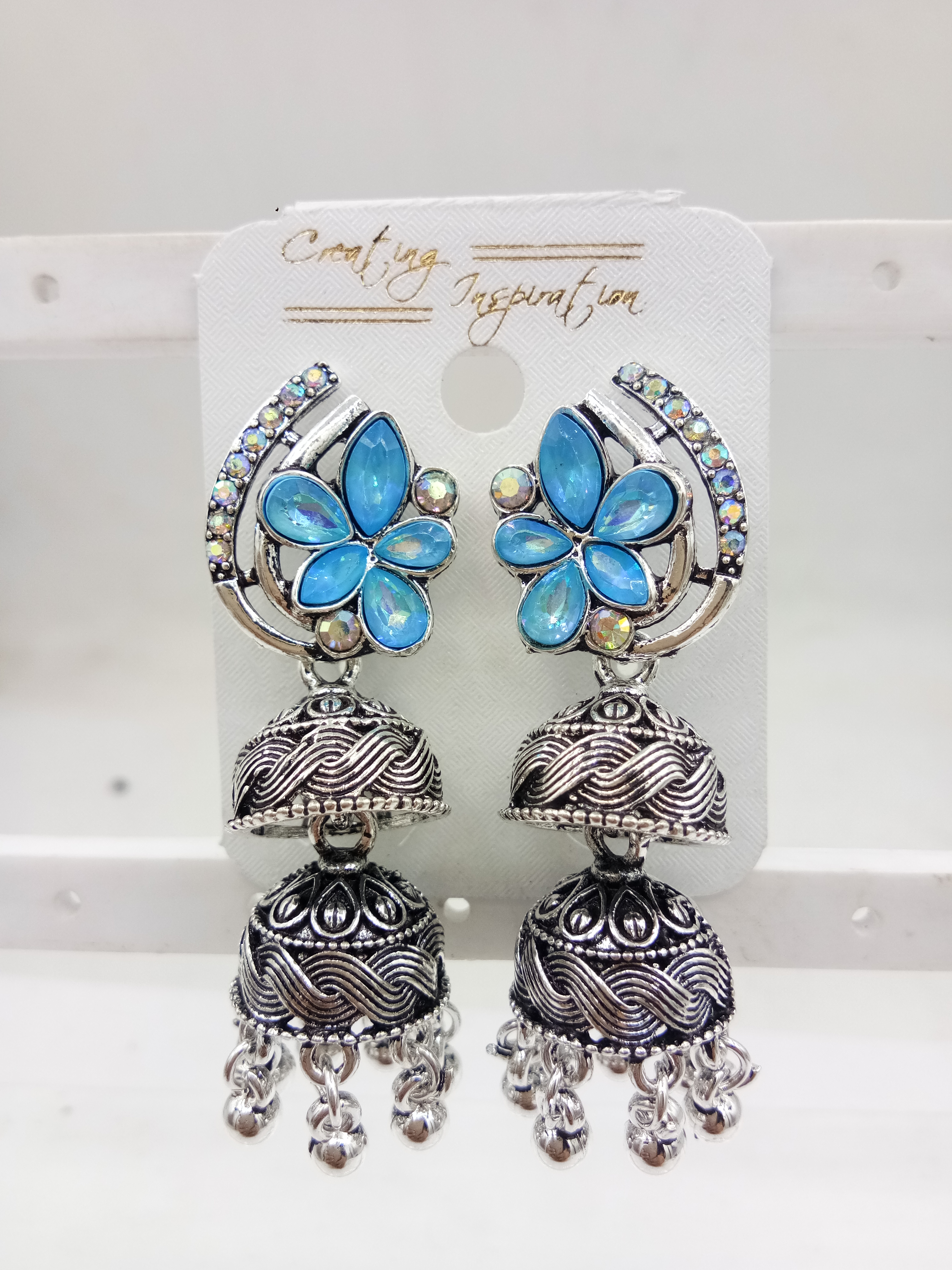 GERMAN SILVER ANTIQUE ASSST DOUBLE JHUMKI - 71406