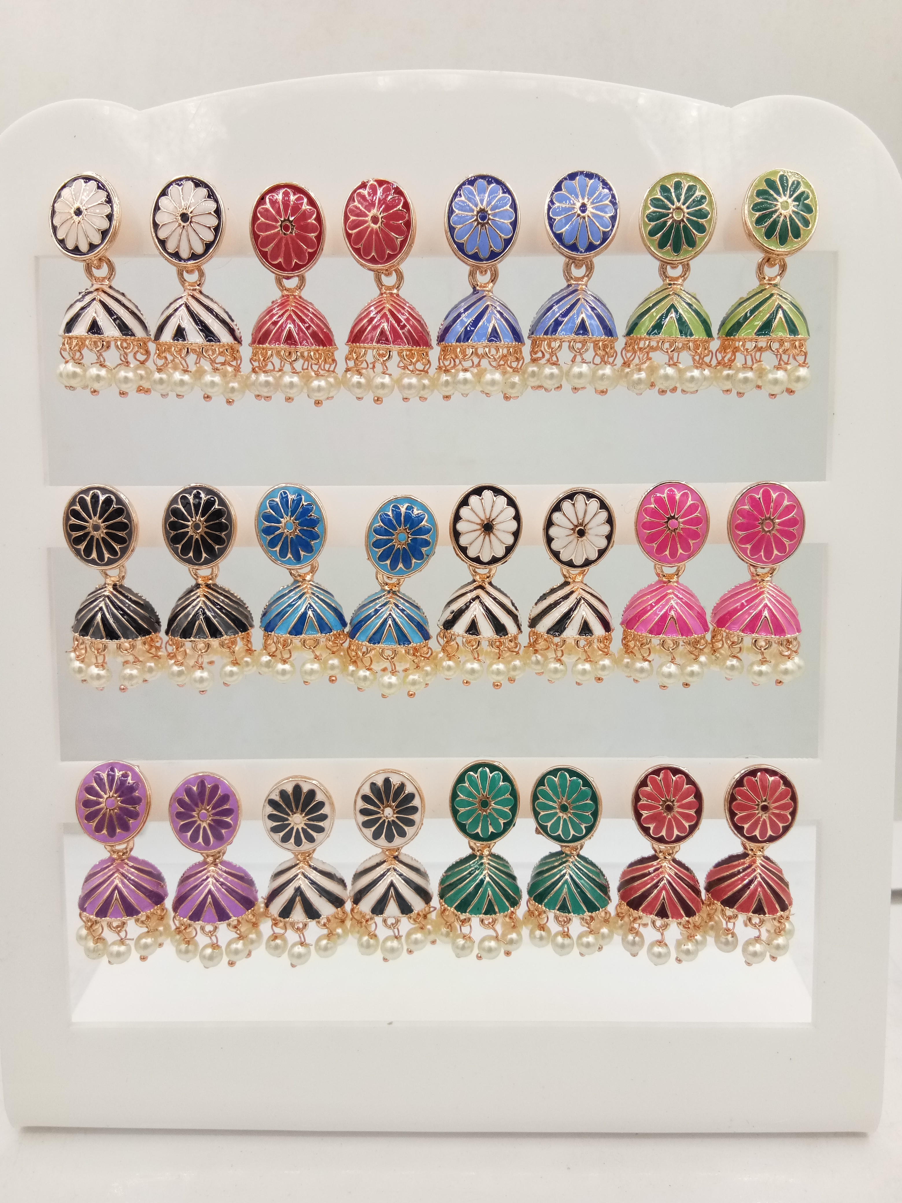 ROSE CMN 12 PAIR TRAY JHUMKI - 523676