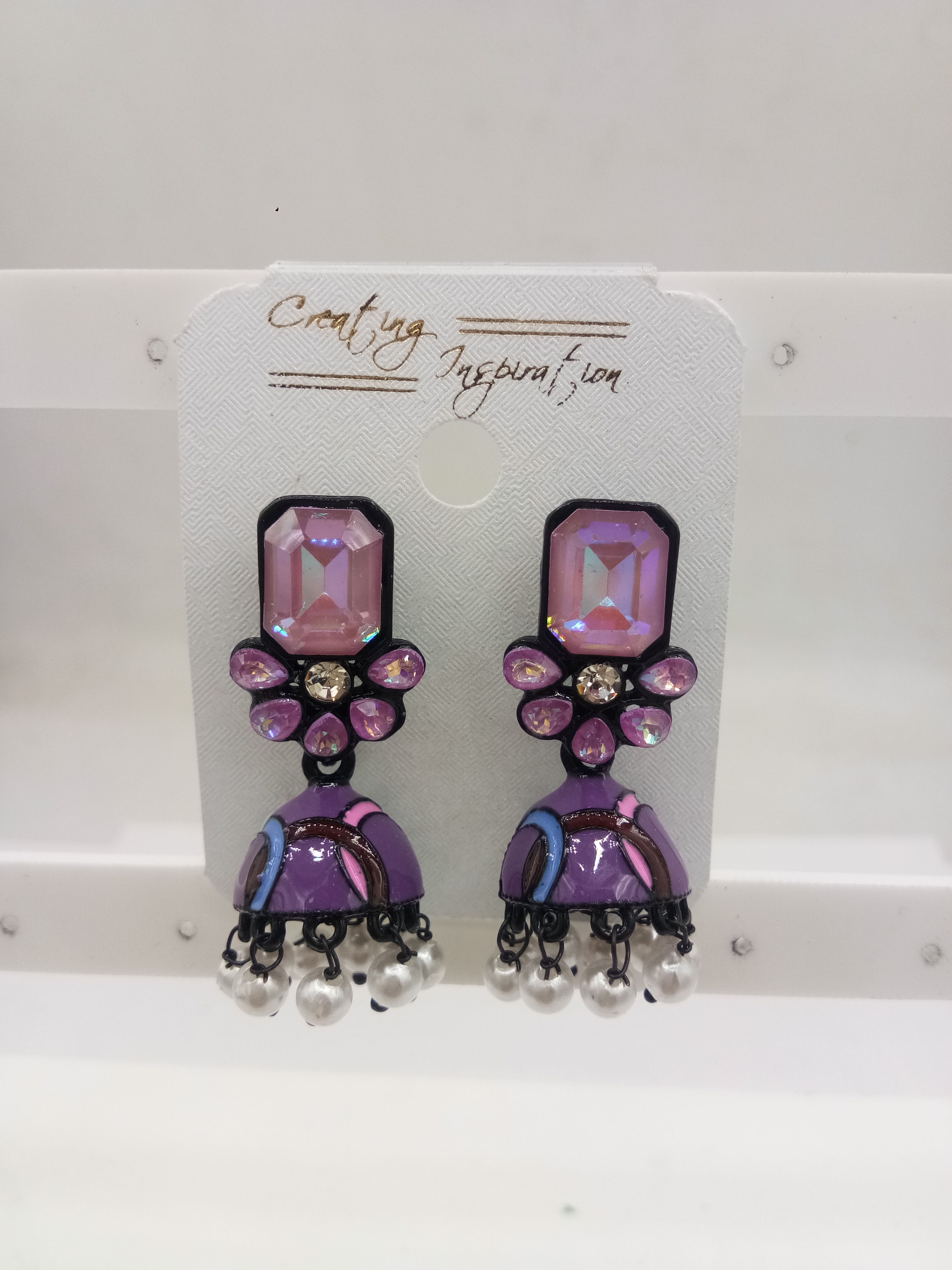 NEW BLACK MULTI MEENA ASSST JHUMKI - 523304