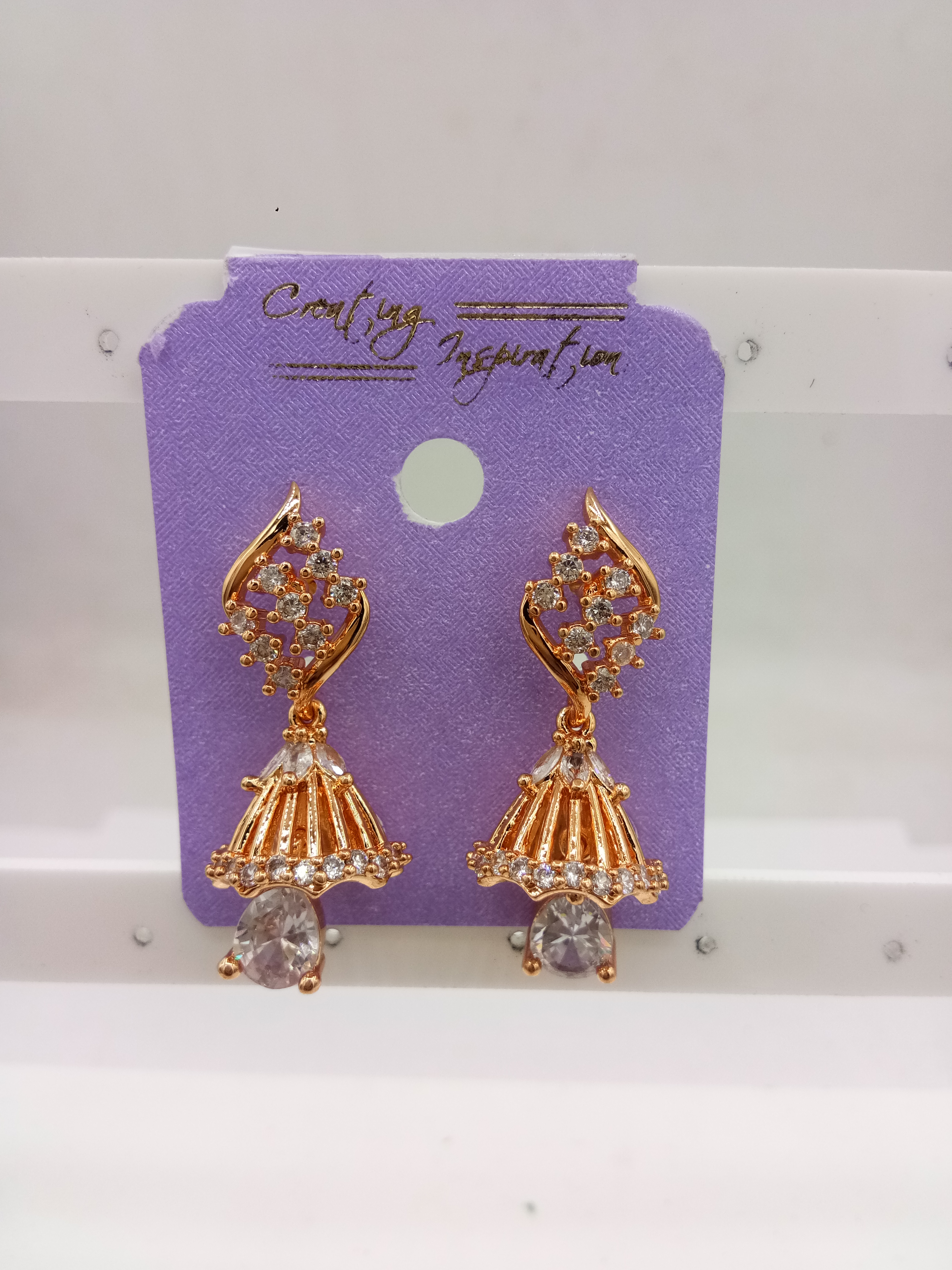 AD ROSE WHITE JHUMKI - 21161 NX