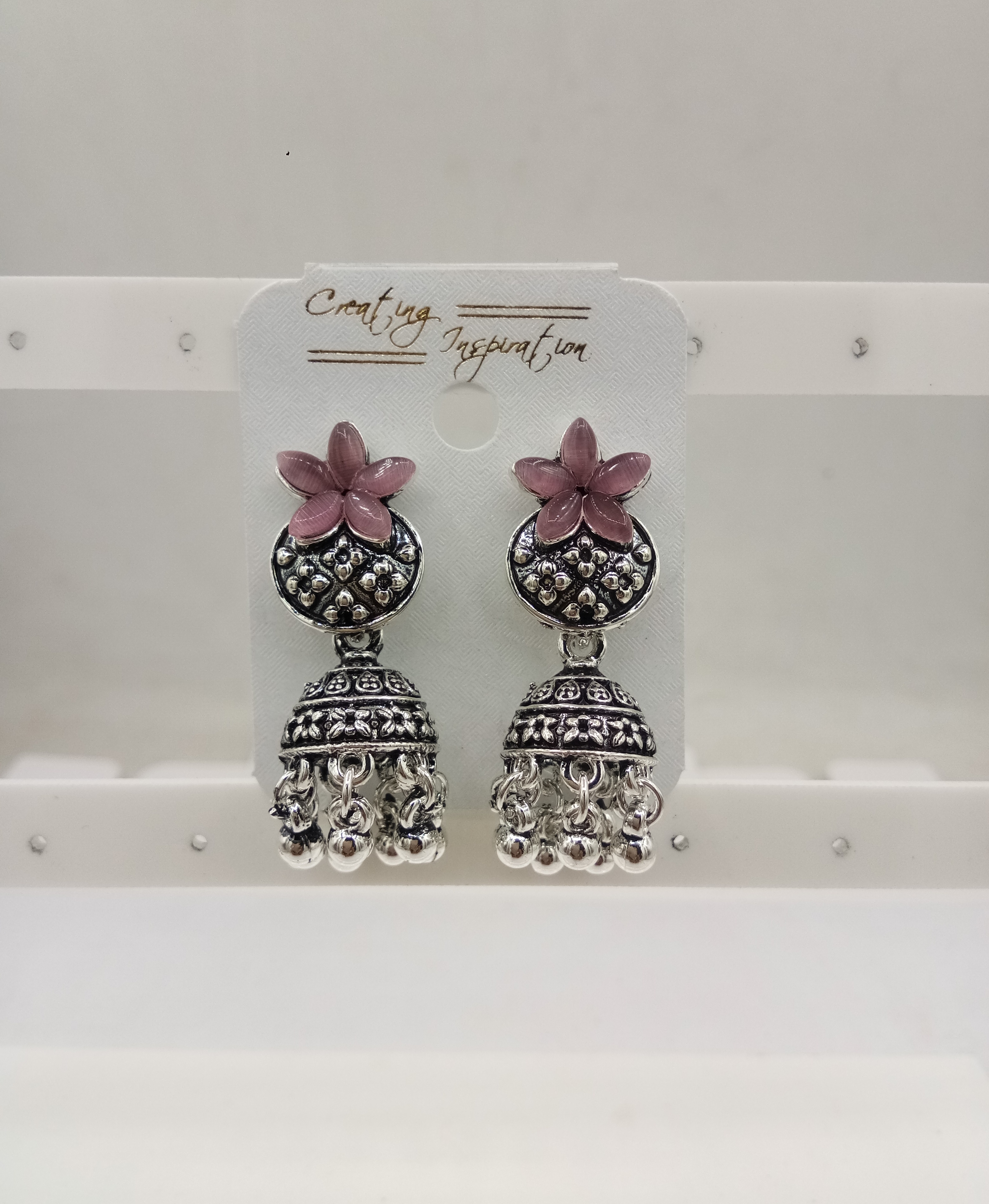 GERMAN SILVER CLR MONALISA BAJRI FITTING JHUMKI - 525180