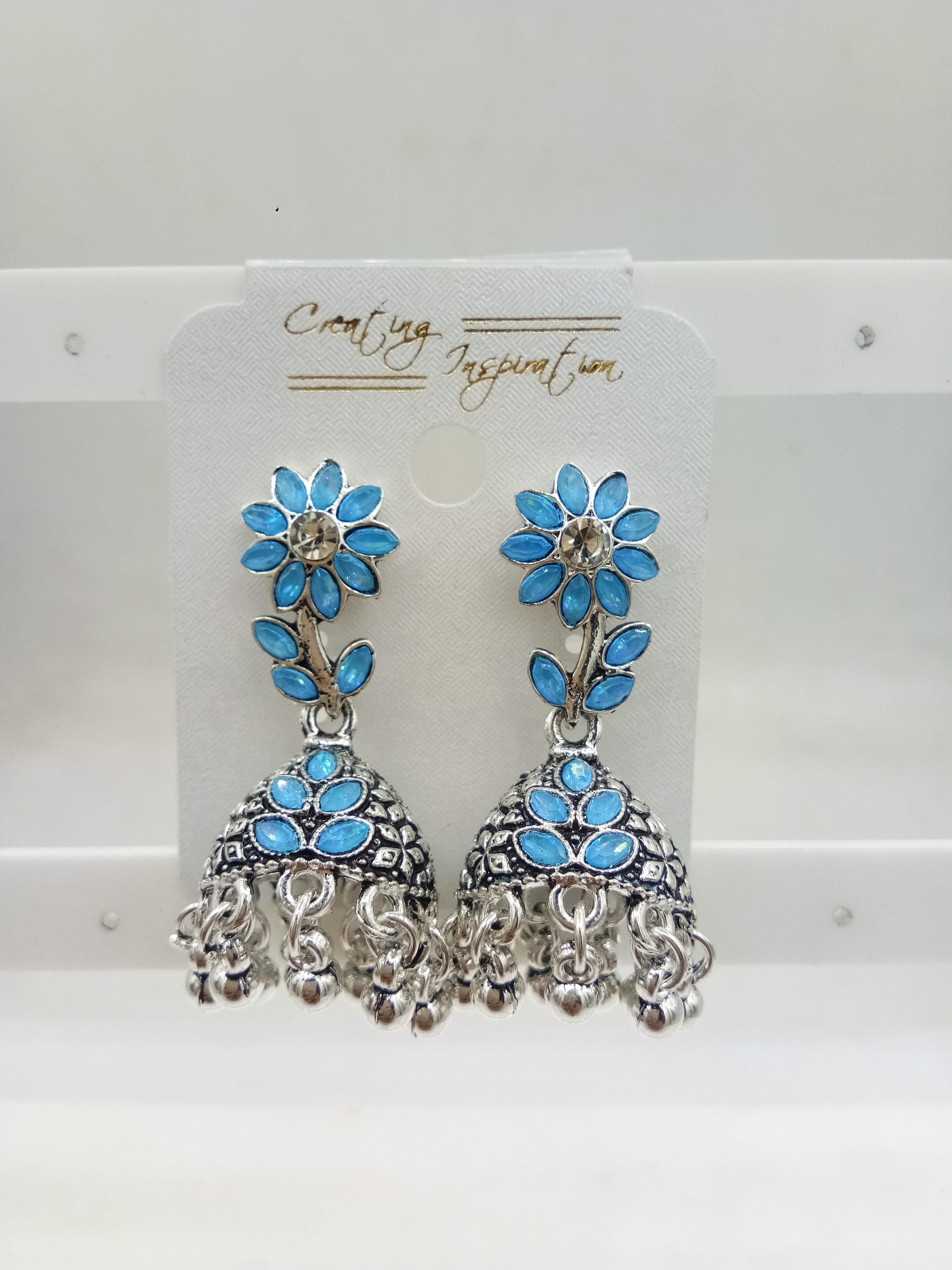 GERMAN SILVER ANTIQUE ASSST BAJRI FITTING JHUMKI - 525223