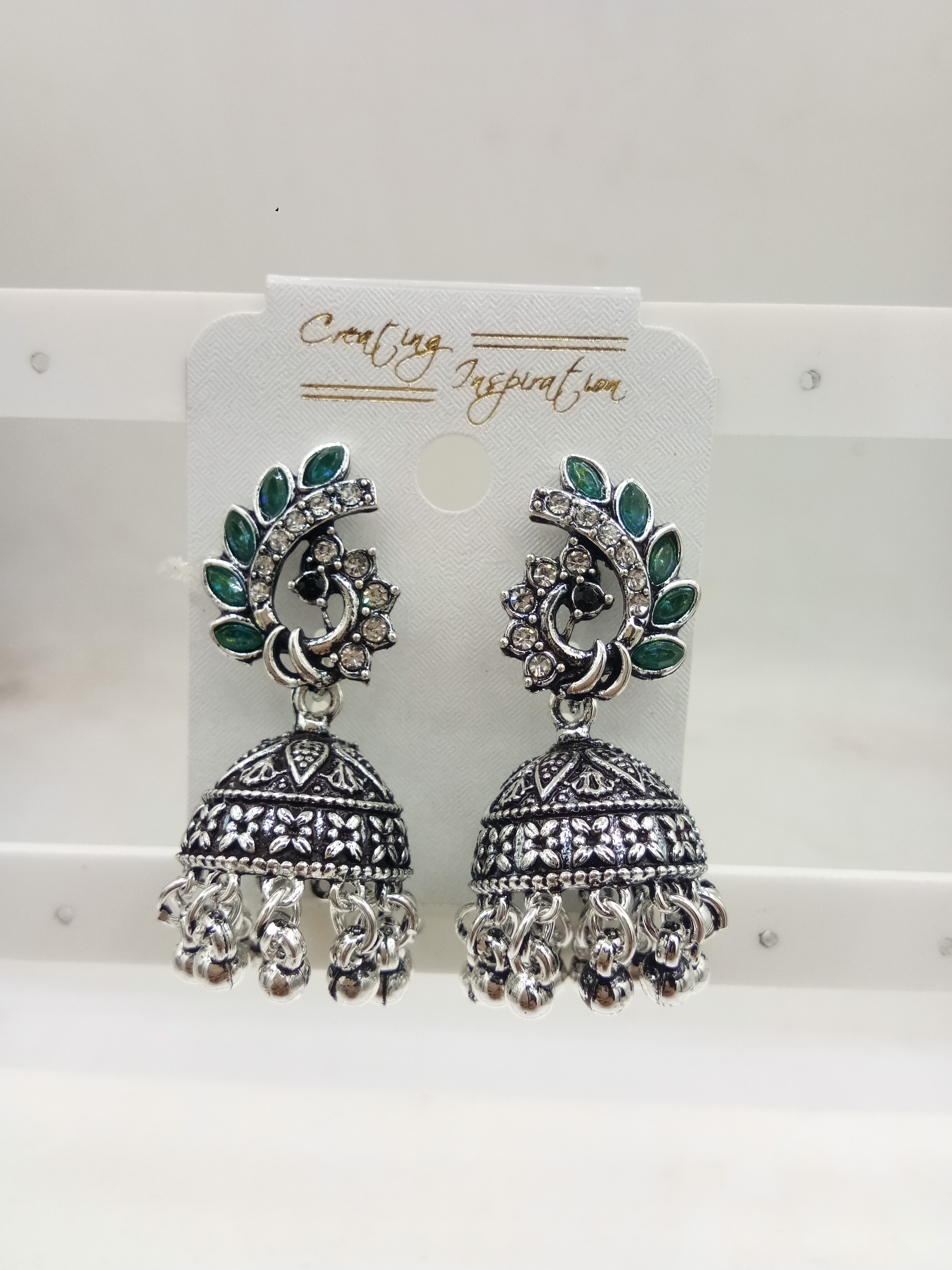 GERMAN SILVER ANTIQUE ASSST BAJRI FITTING JHUMKI - 525224