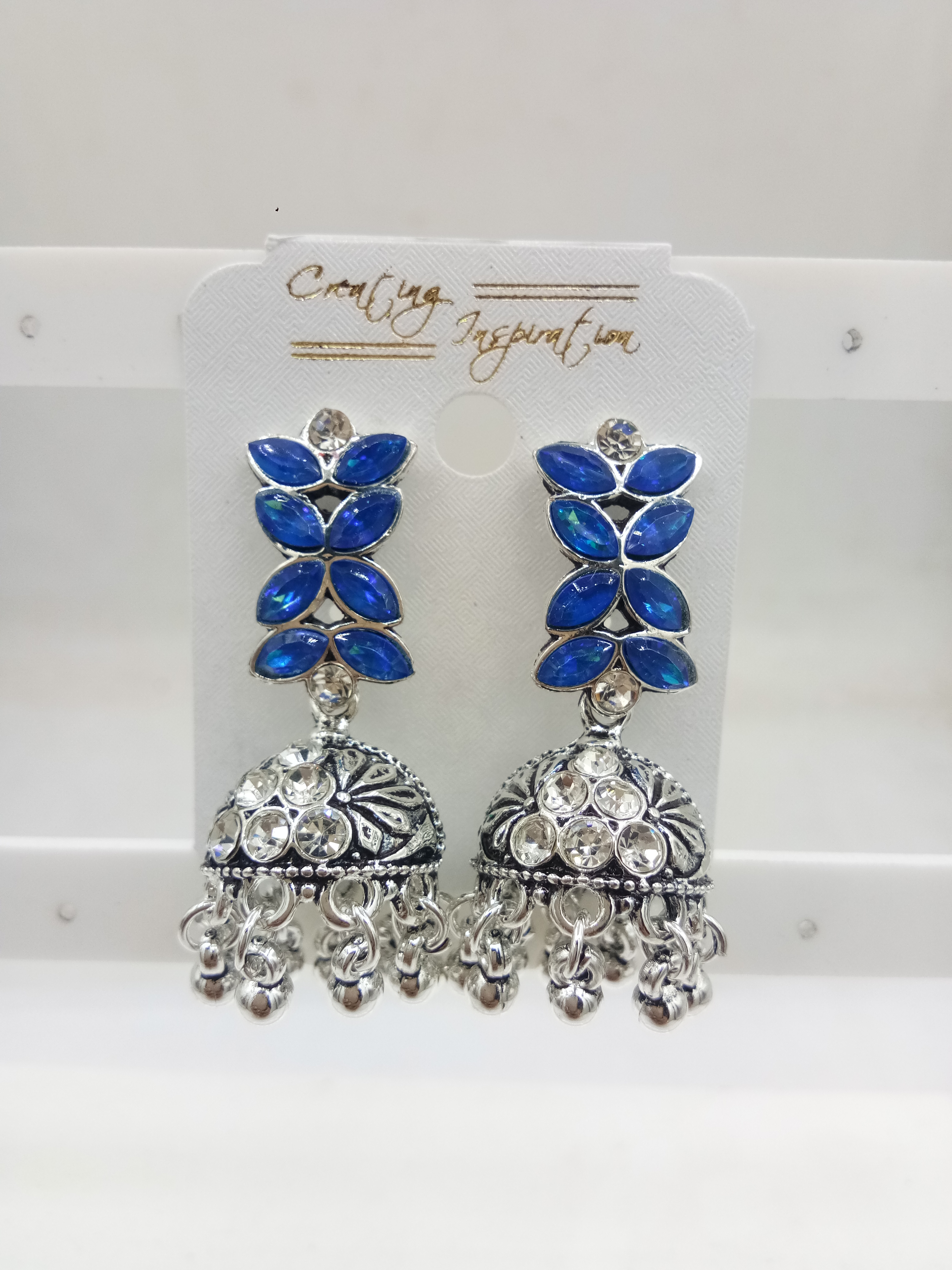GERMAN SILVER ANTIQUE ASSST BAJRI FITTING JHUMKI - 525225