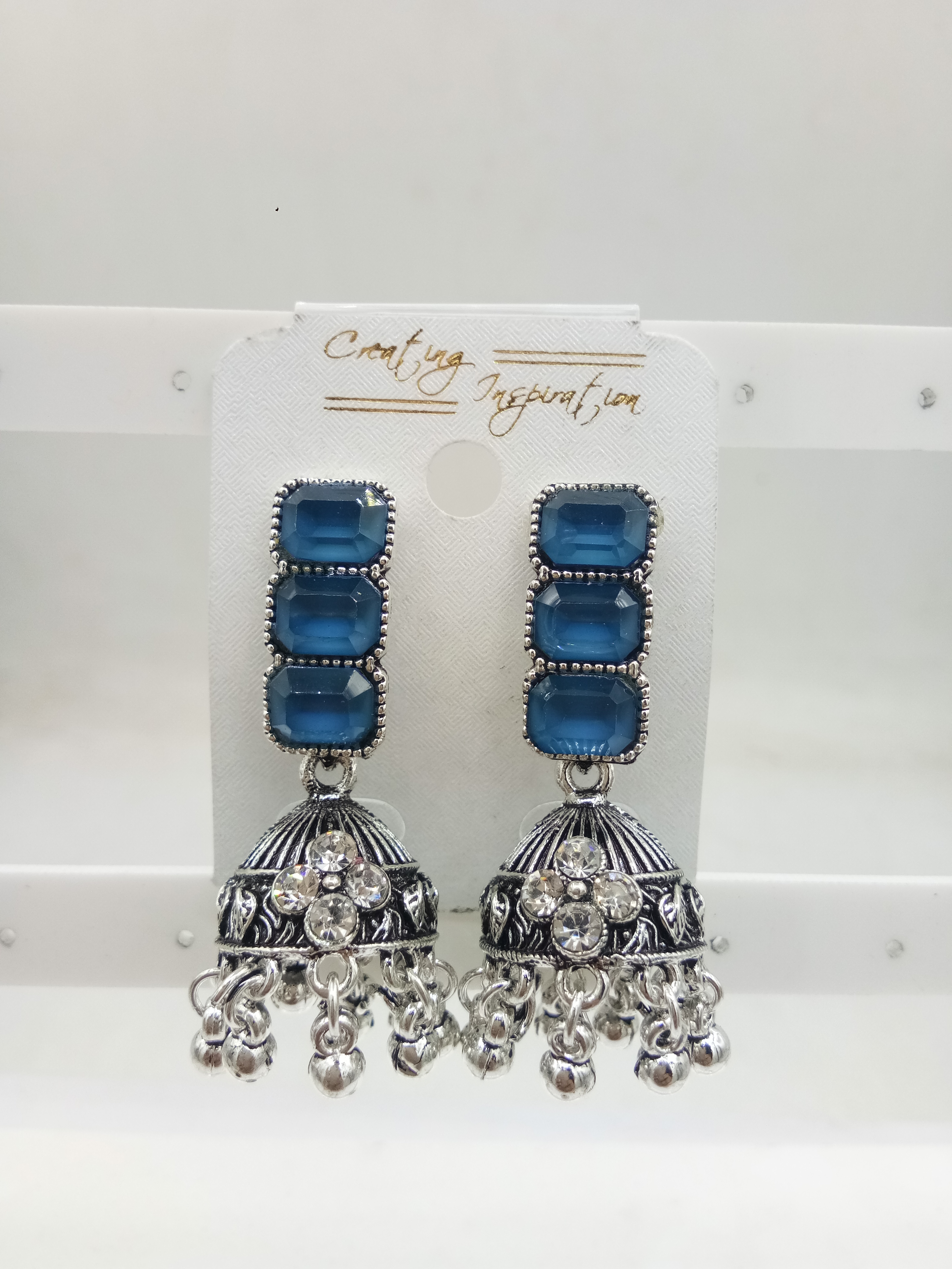 GERMAN SILVER ANTIQUE ASSST BAJRI FITTING JHUMKI - 525226
