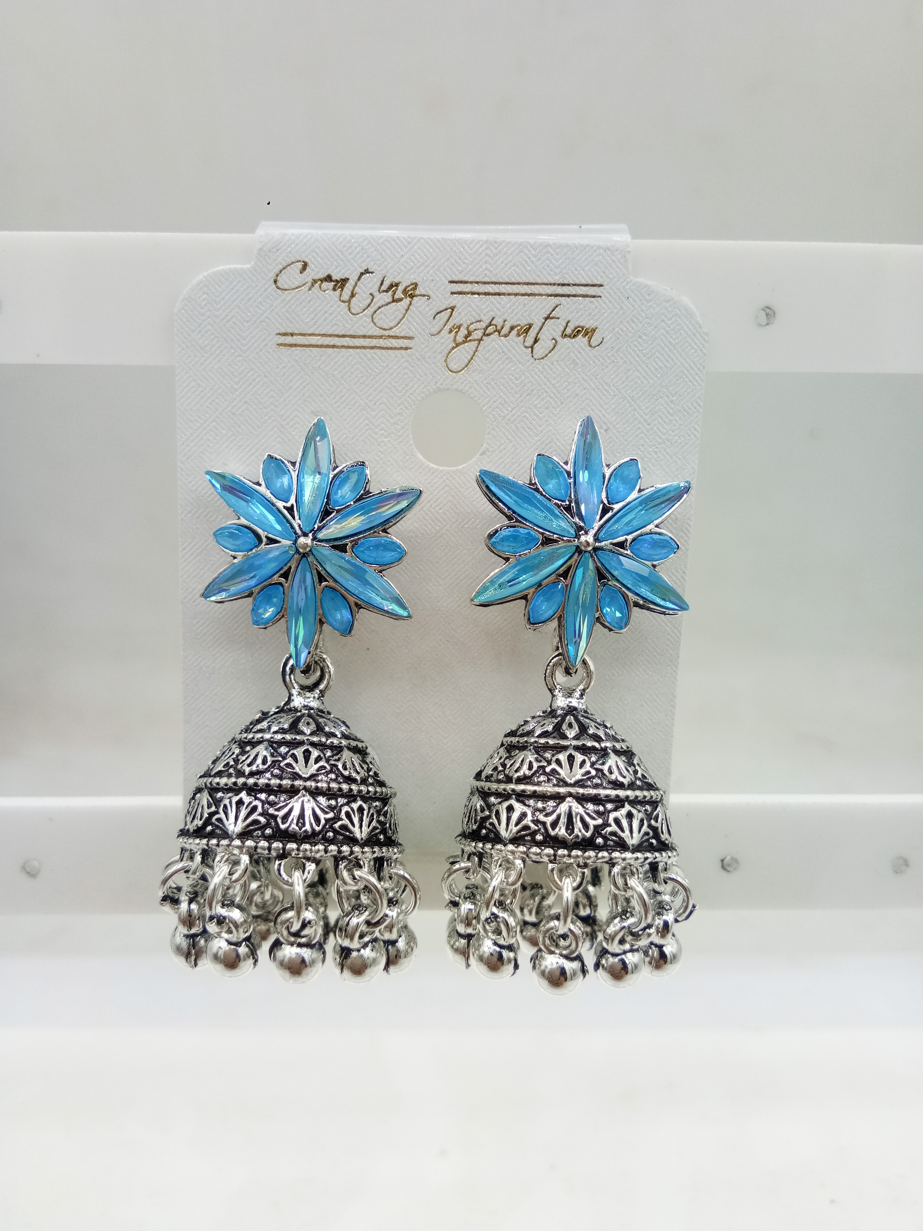 GERMAN SILVER ANTIQUE ASSST BAJRI FITTING JHUMKI - 525232