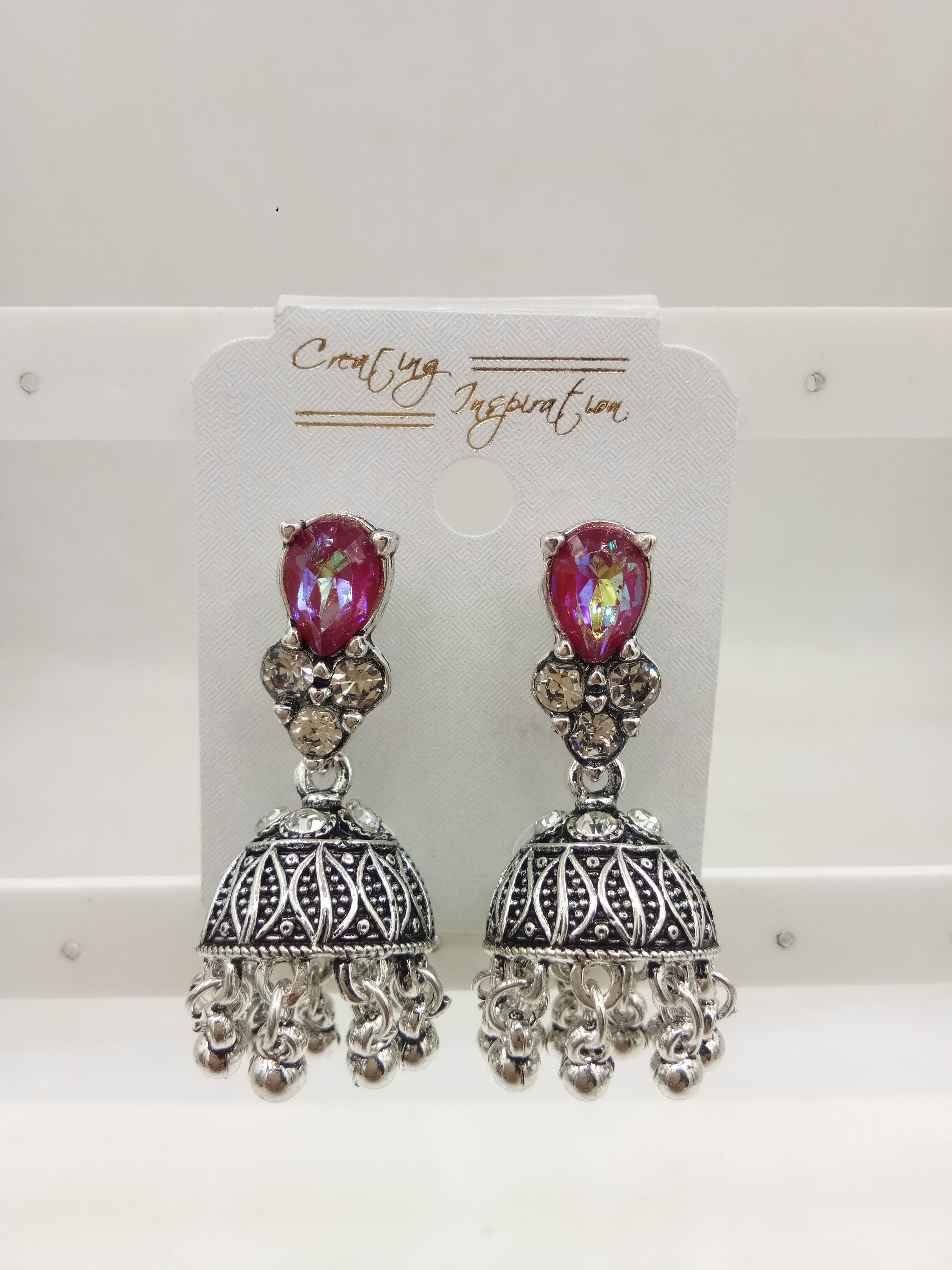 GERMAN SILVER ANTIQUE ASSST BAJRI FITTING JHUMKI - 525227