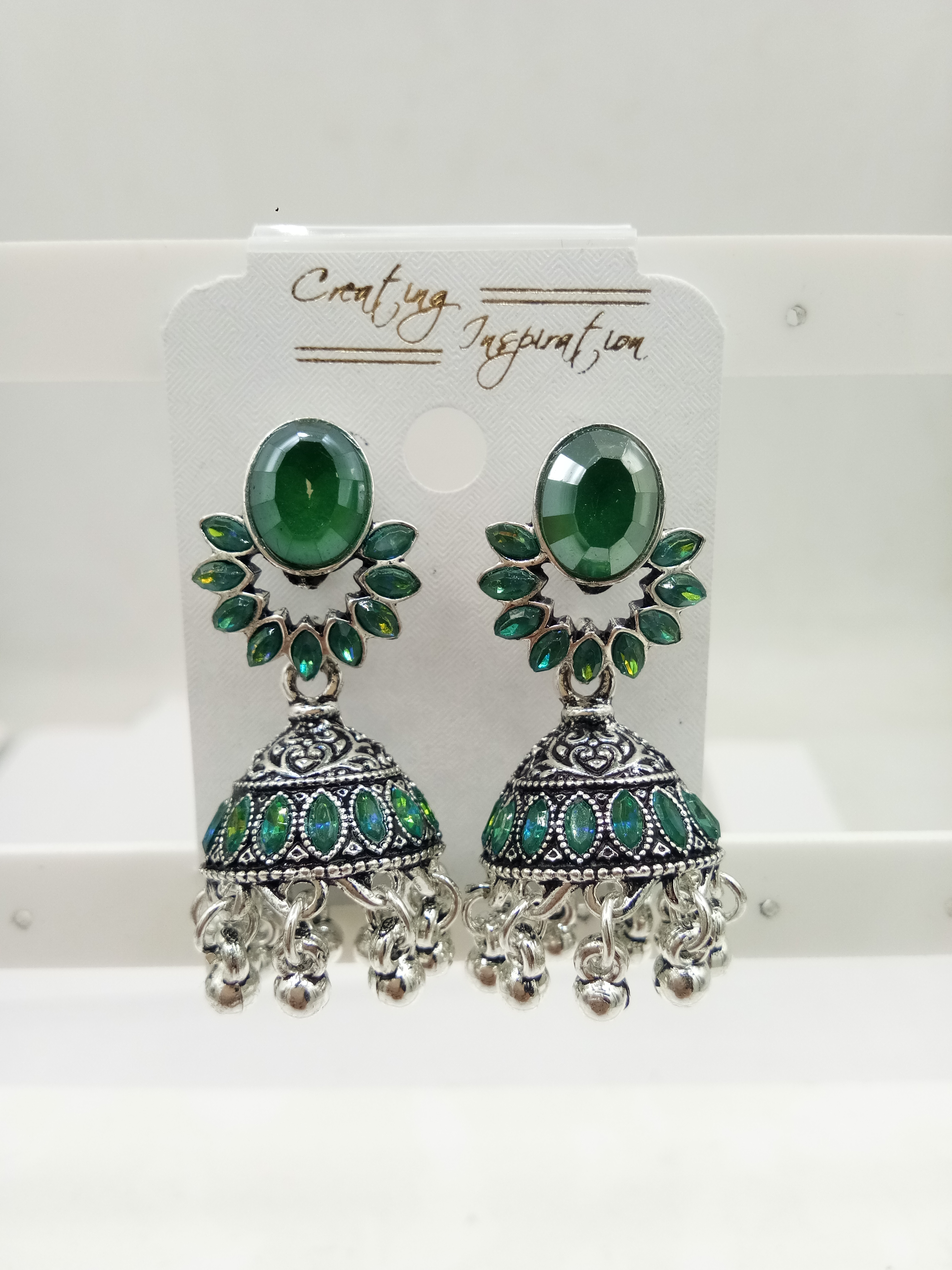 GERMAN SILVER ANTIQUE ASSST BAJRI FITTING JHUMKI - 525231