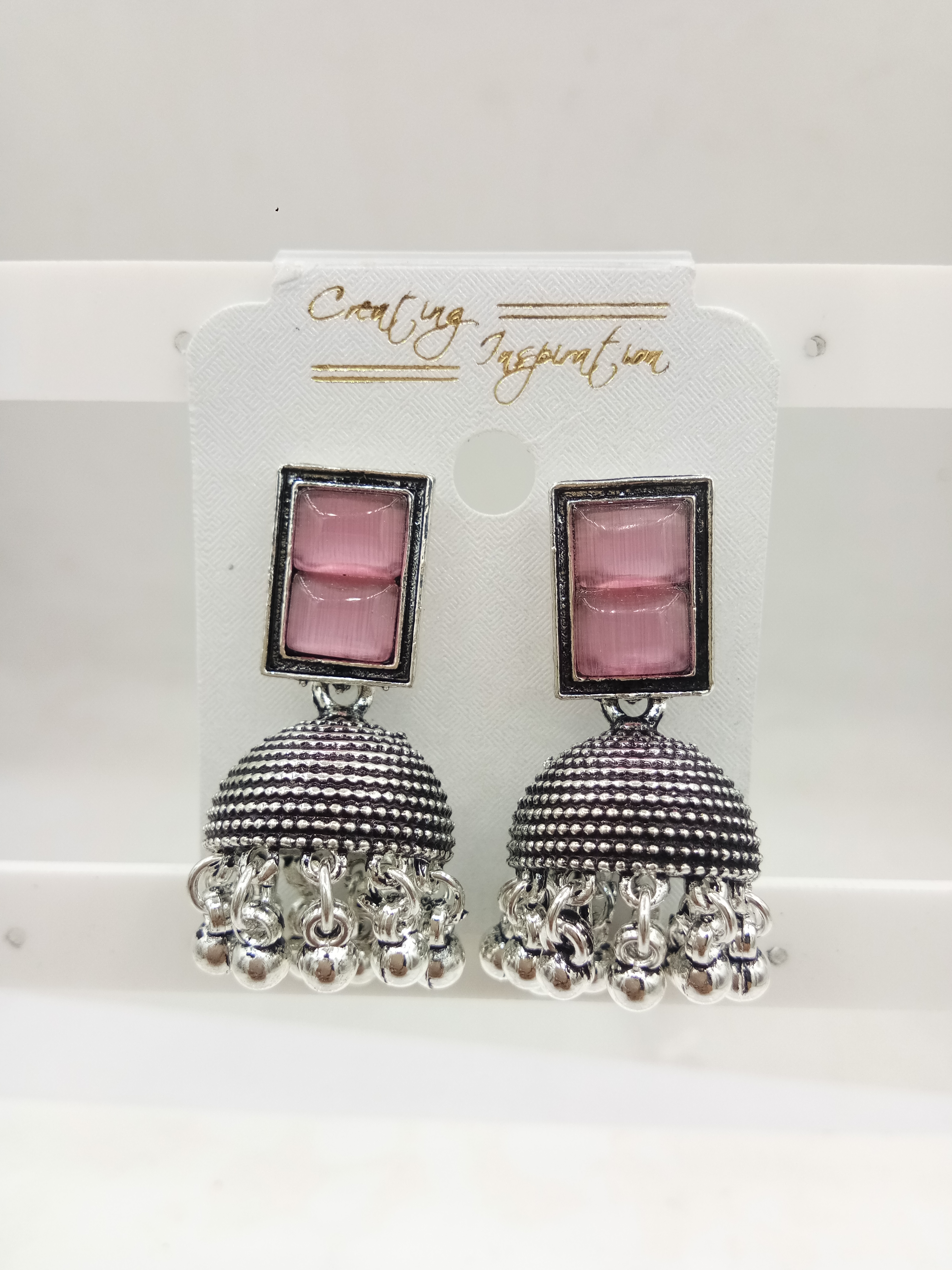 GERMAN SILVER CLR MONALISA BAJRI FITTING JHUMKI - 525251