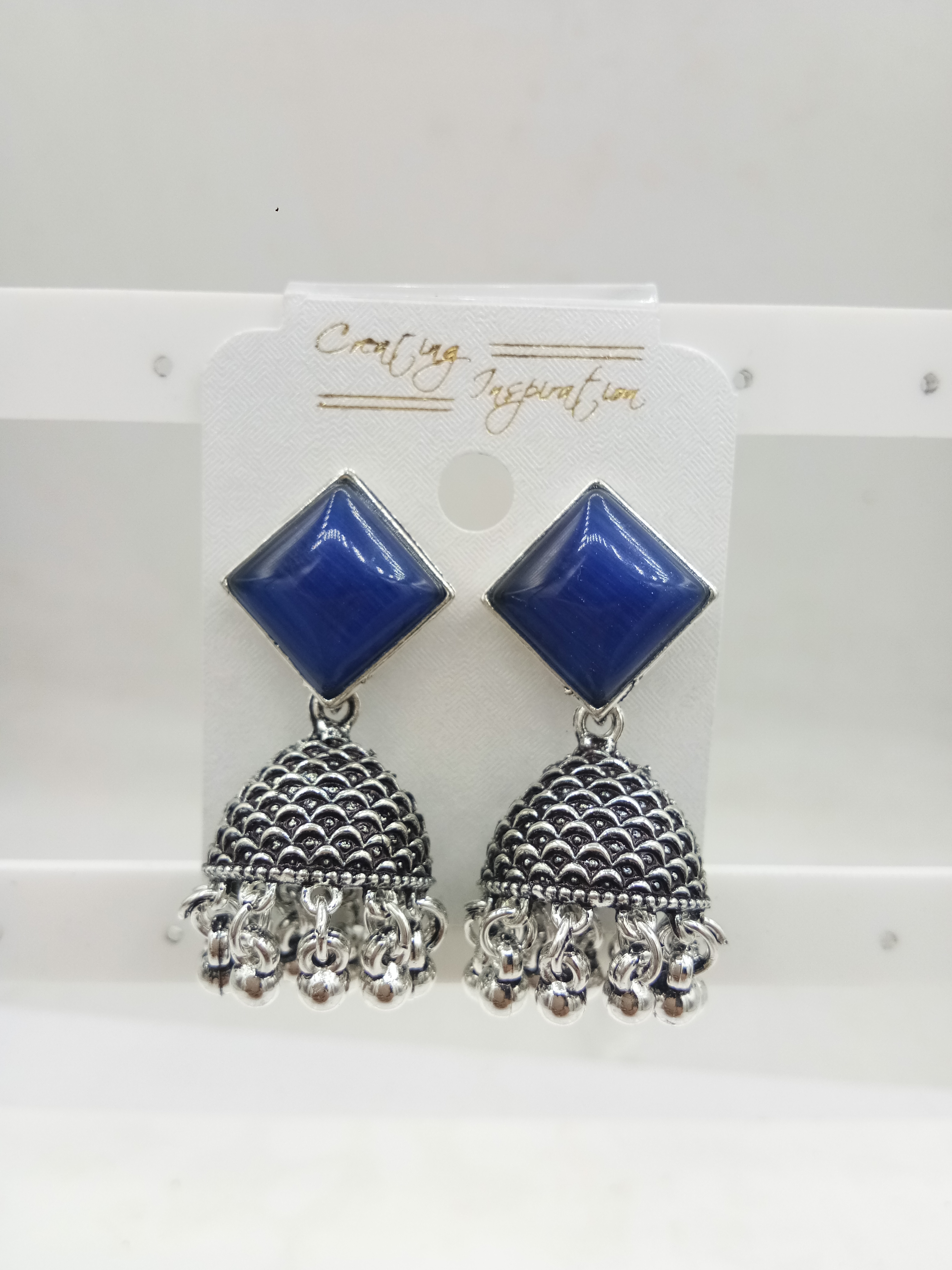 GERMAN SILVER CLR MONALISA BAJRI FITTING JHUMKI - 525248
