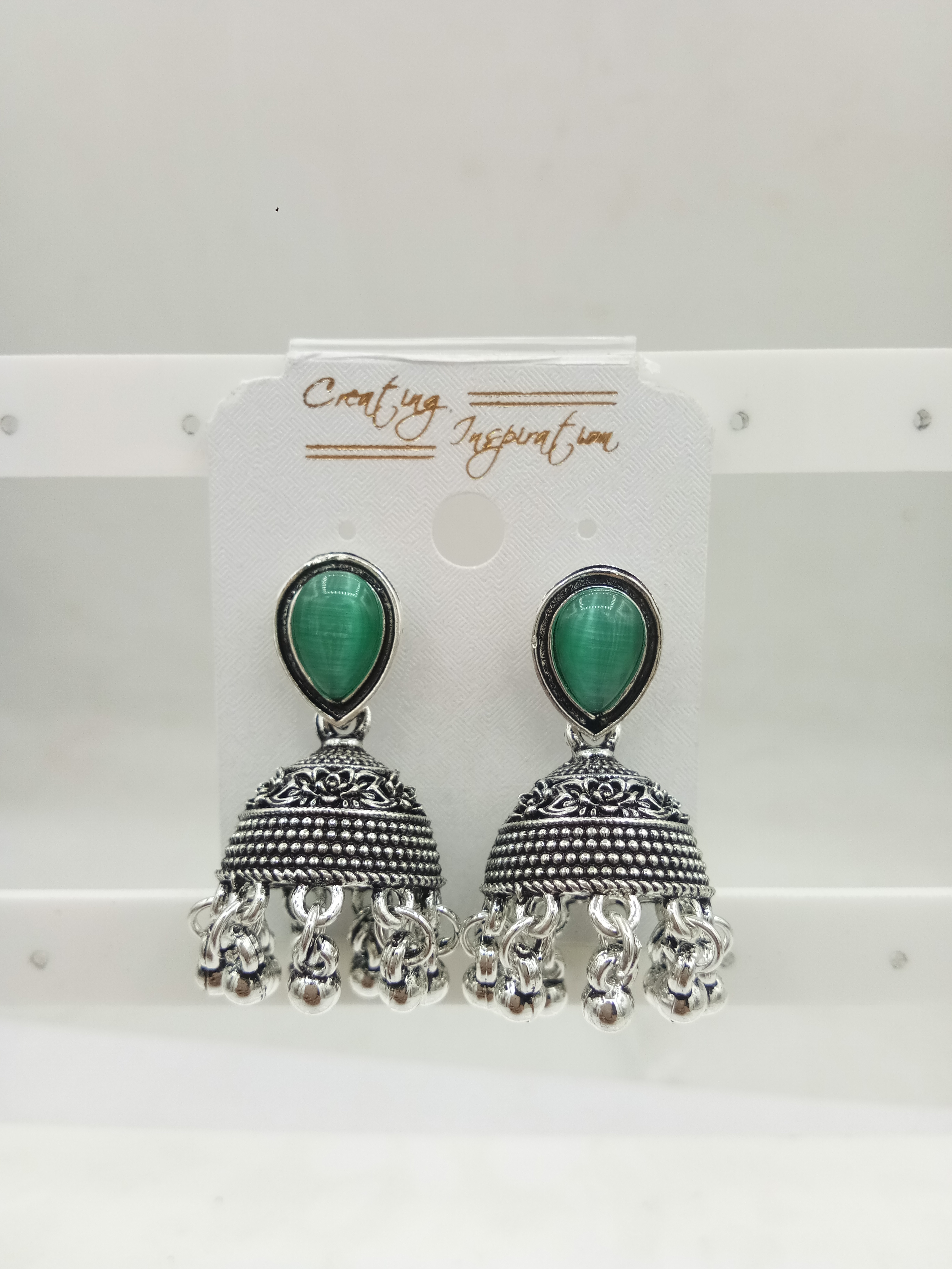 GERMAN SILVER CLR MONALISA BAJRI FITTING JHUMKI - 525247