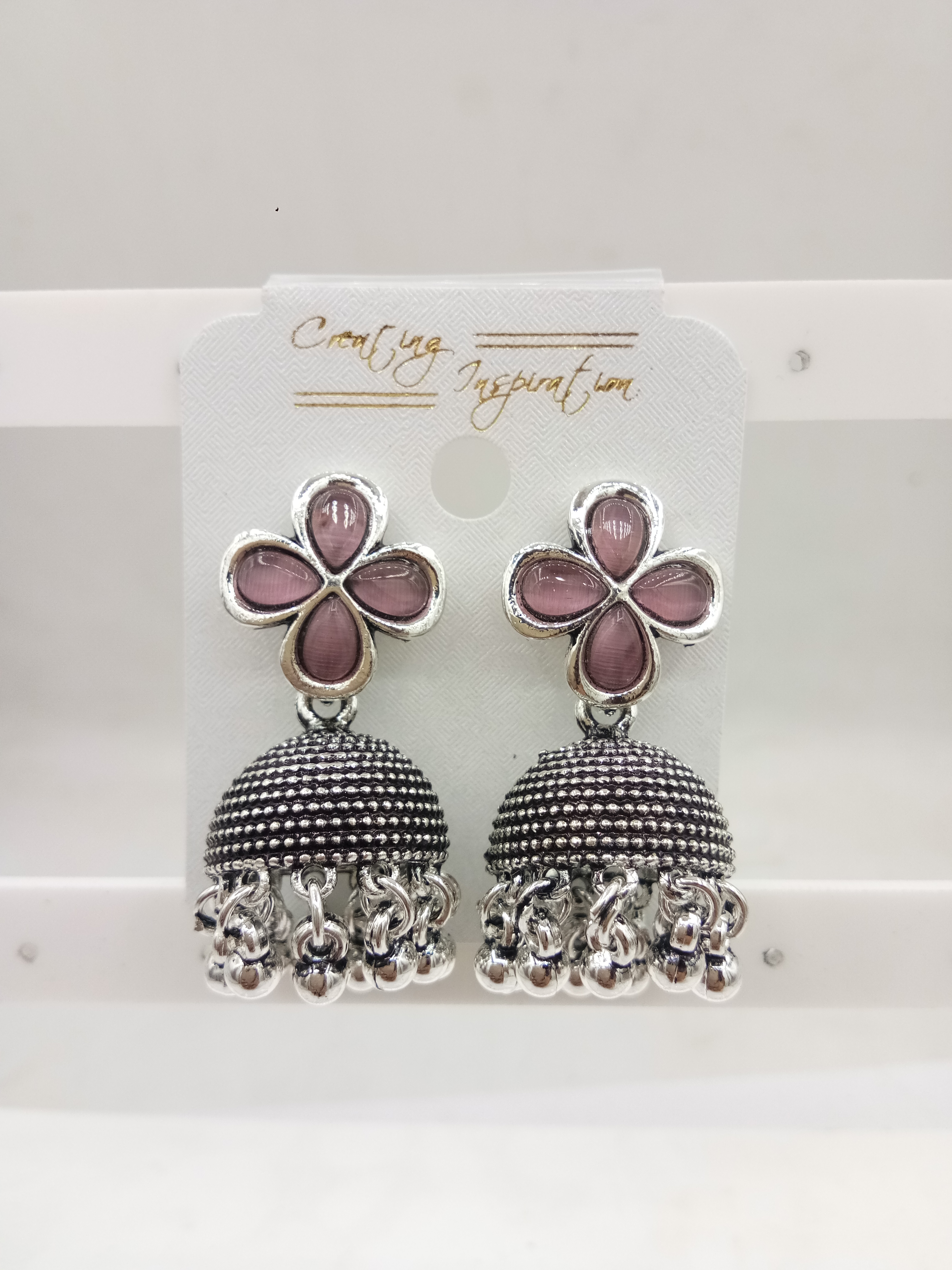 GERMAN SILVER ANT MONALISA BAJRI JHUMKI - 525257