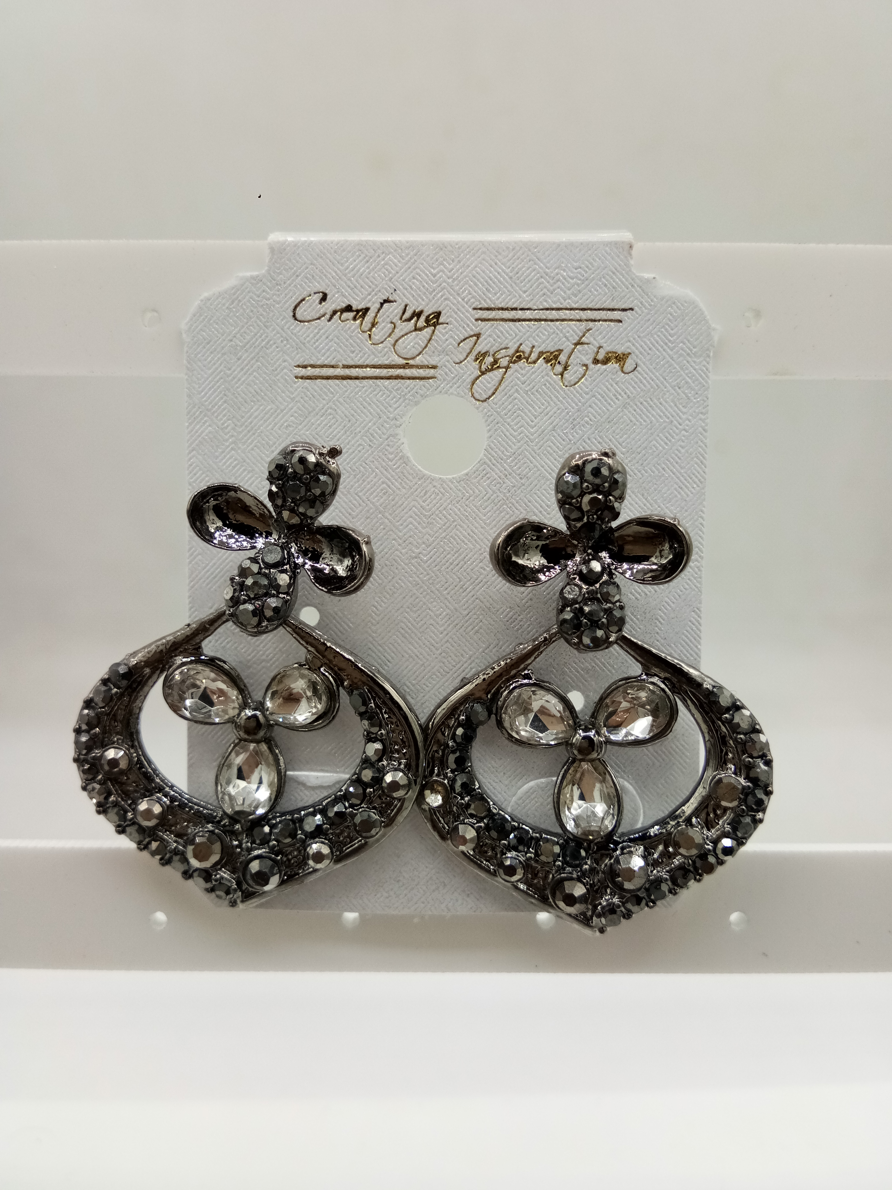 	GUNMETAL BLK STN EARRINGS - 52475