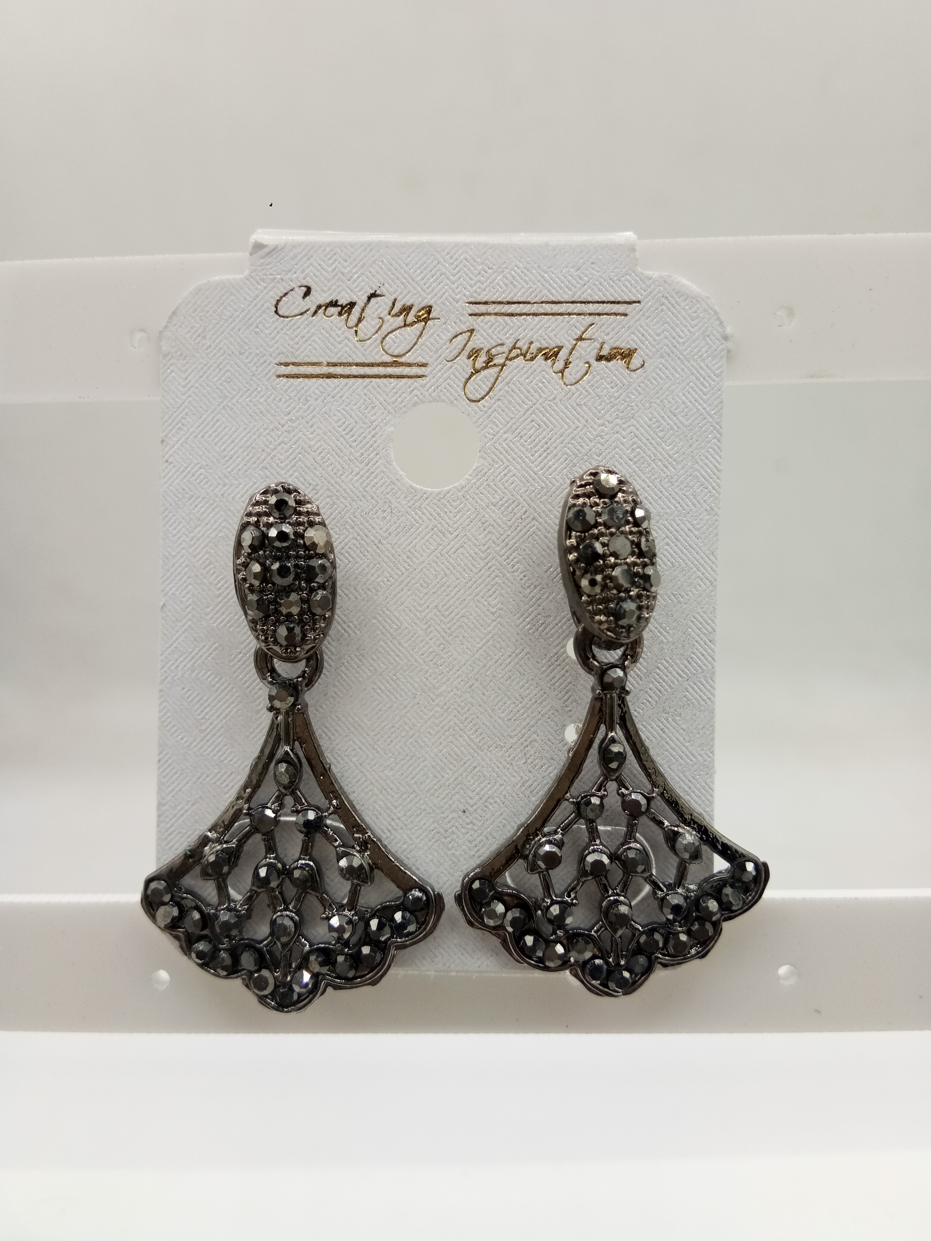 GUNMETAL BLK STN EARRINGS - 52487