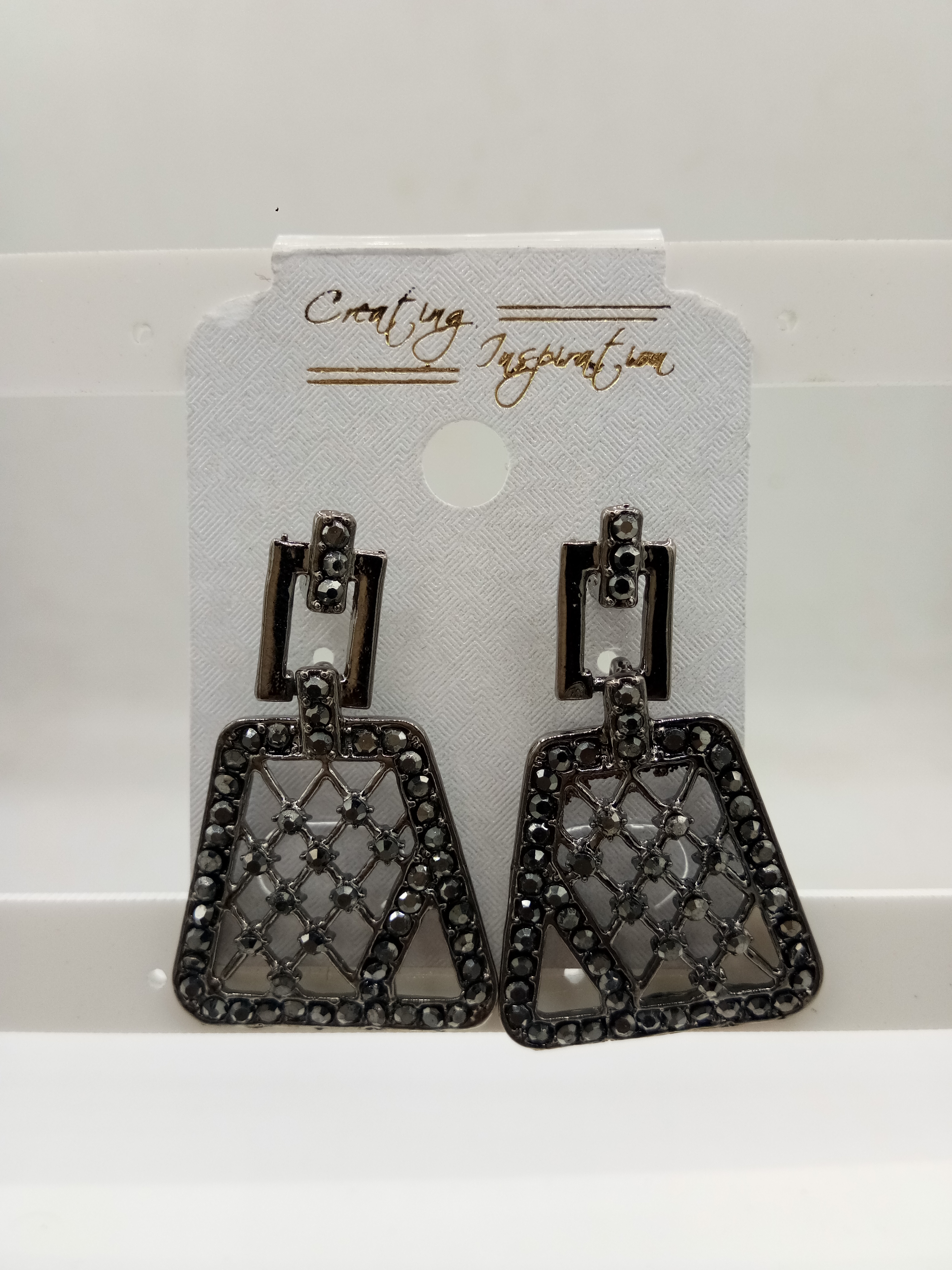 	GUNMETAL BLK STN EARRINGS - 52490