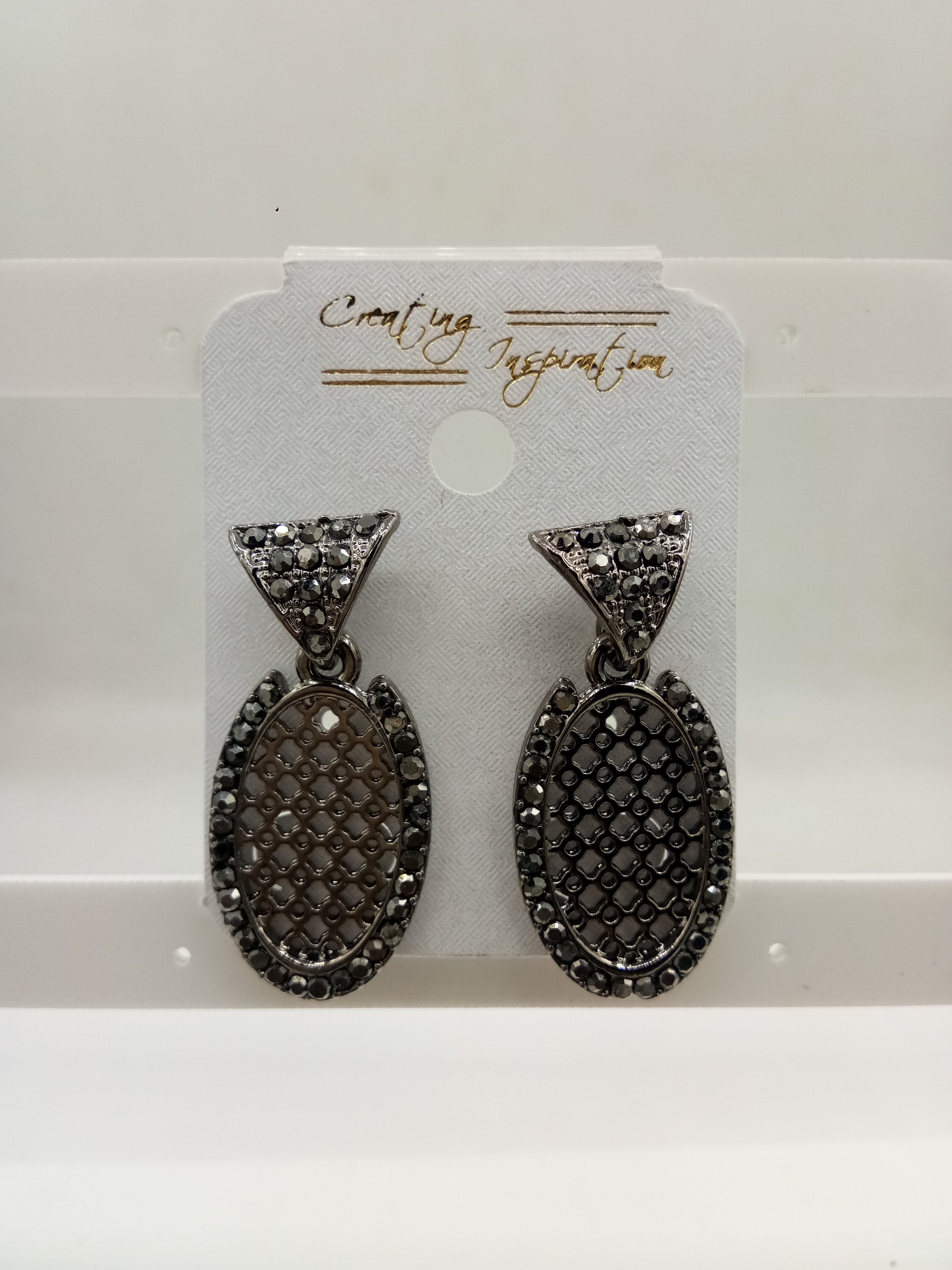 GUNMETAL BLK STN EARRINGS - 52556