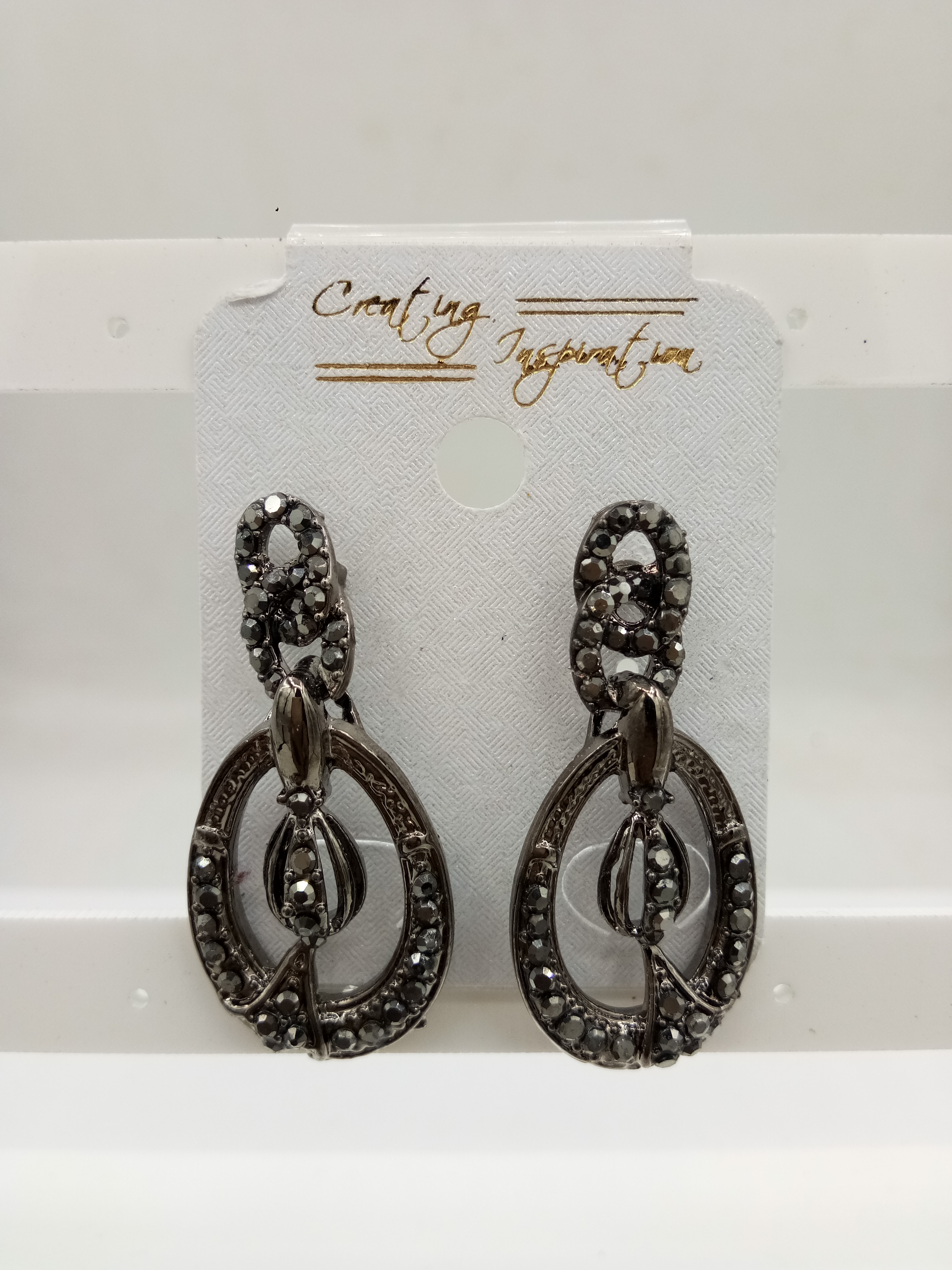 	GUNMETAL BLK STN EARRINGS - 52491