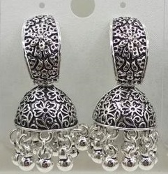 GERMAN SILVER 3 PAIR PLAIN JHUMKI - 525596