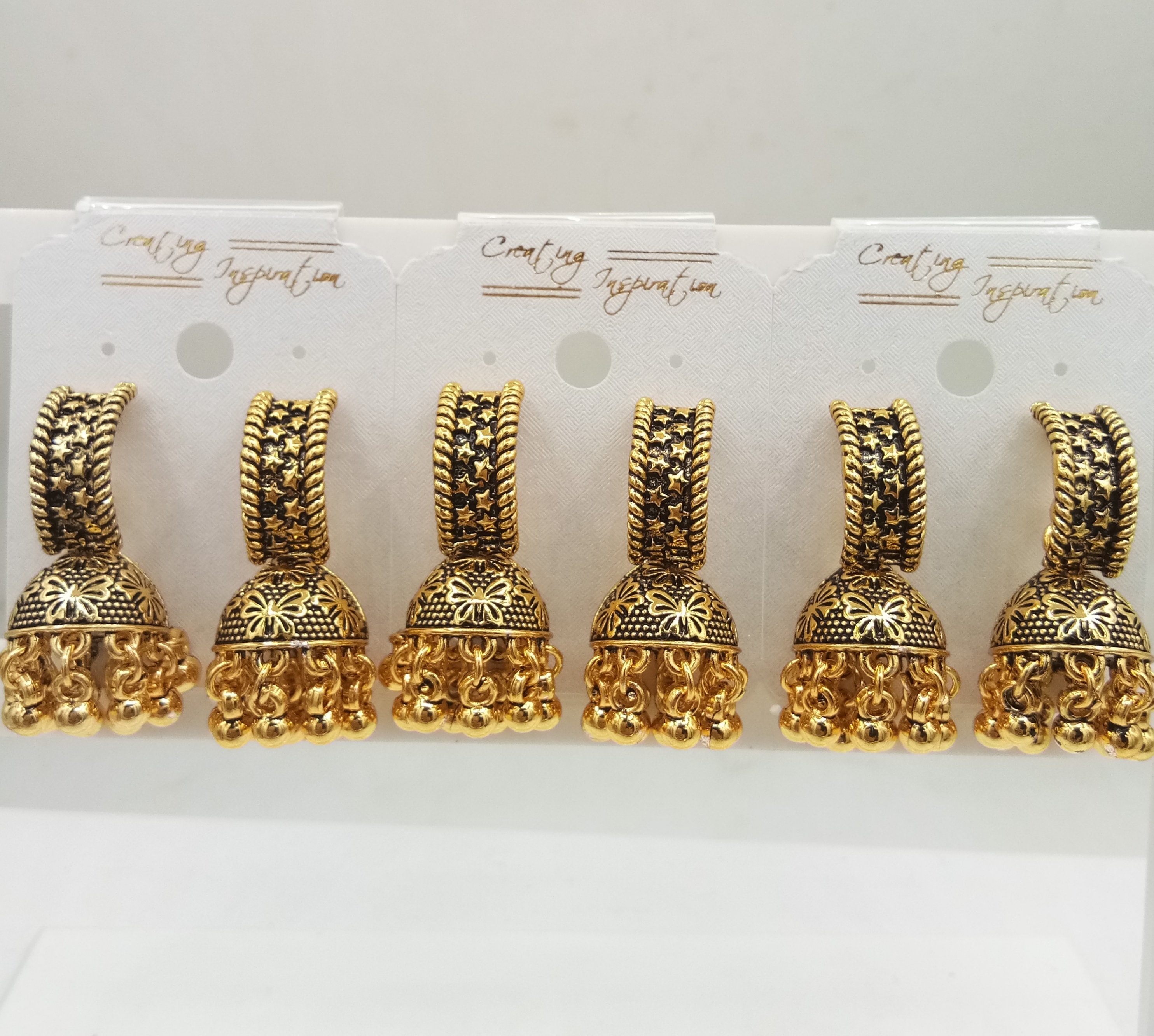 GERMAN GOLD PLAIN 3 PAIR JHUMKI - 525594