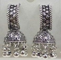 GERMAN SILVER PLAIN 3 PAIR JHUMKI - 525594