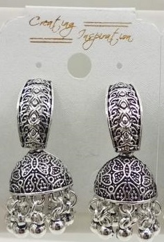 GERMAN SILVER 3 PAIR PLAIN JHUMKI - 525595