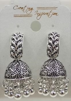 GERMAN SILVER ANTIQUE BAJRI JHUMKI - 525593