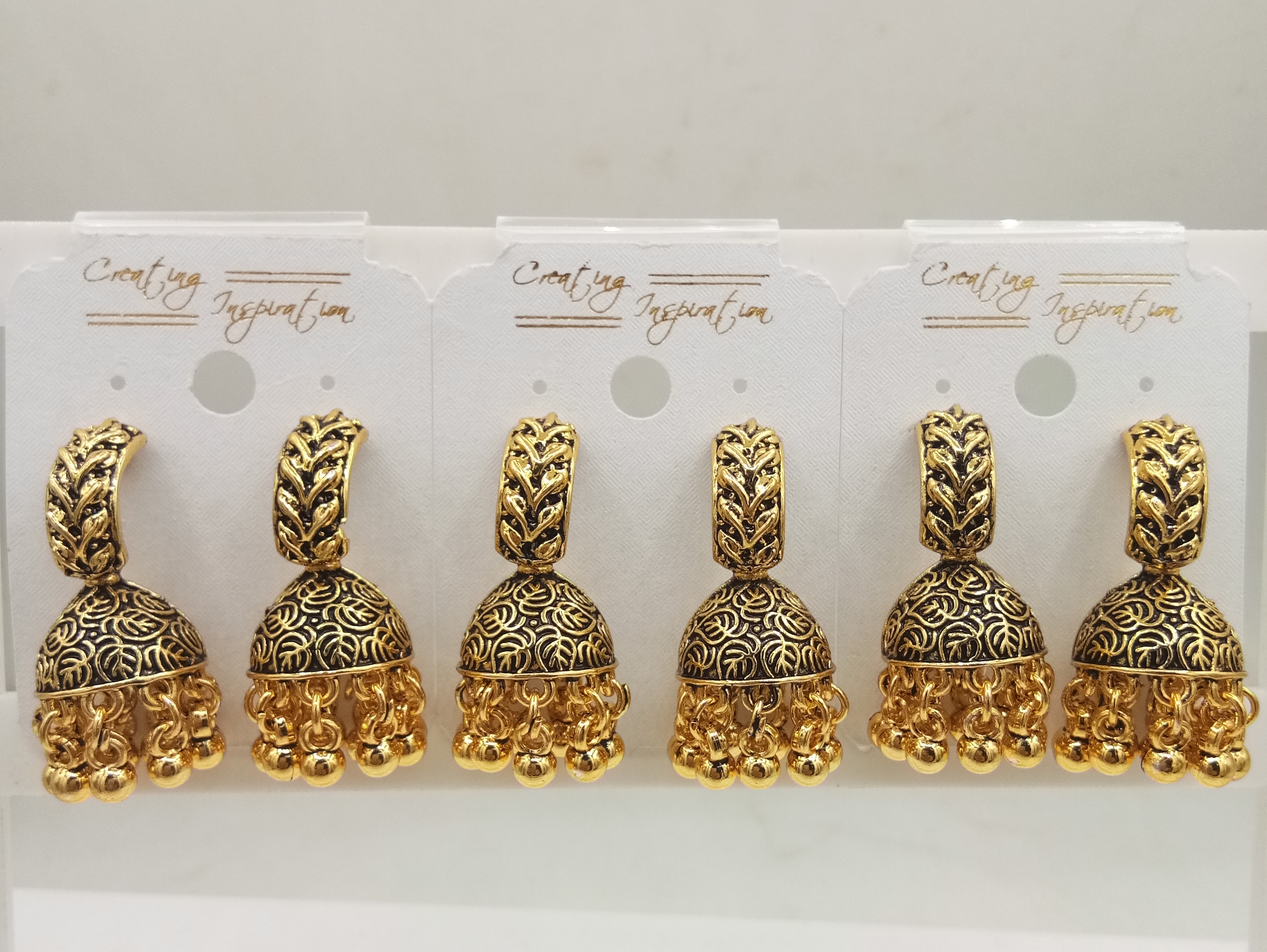 GERMAN GOLD PLAIN 3 PAIR JHUMKI - 525593