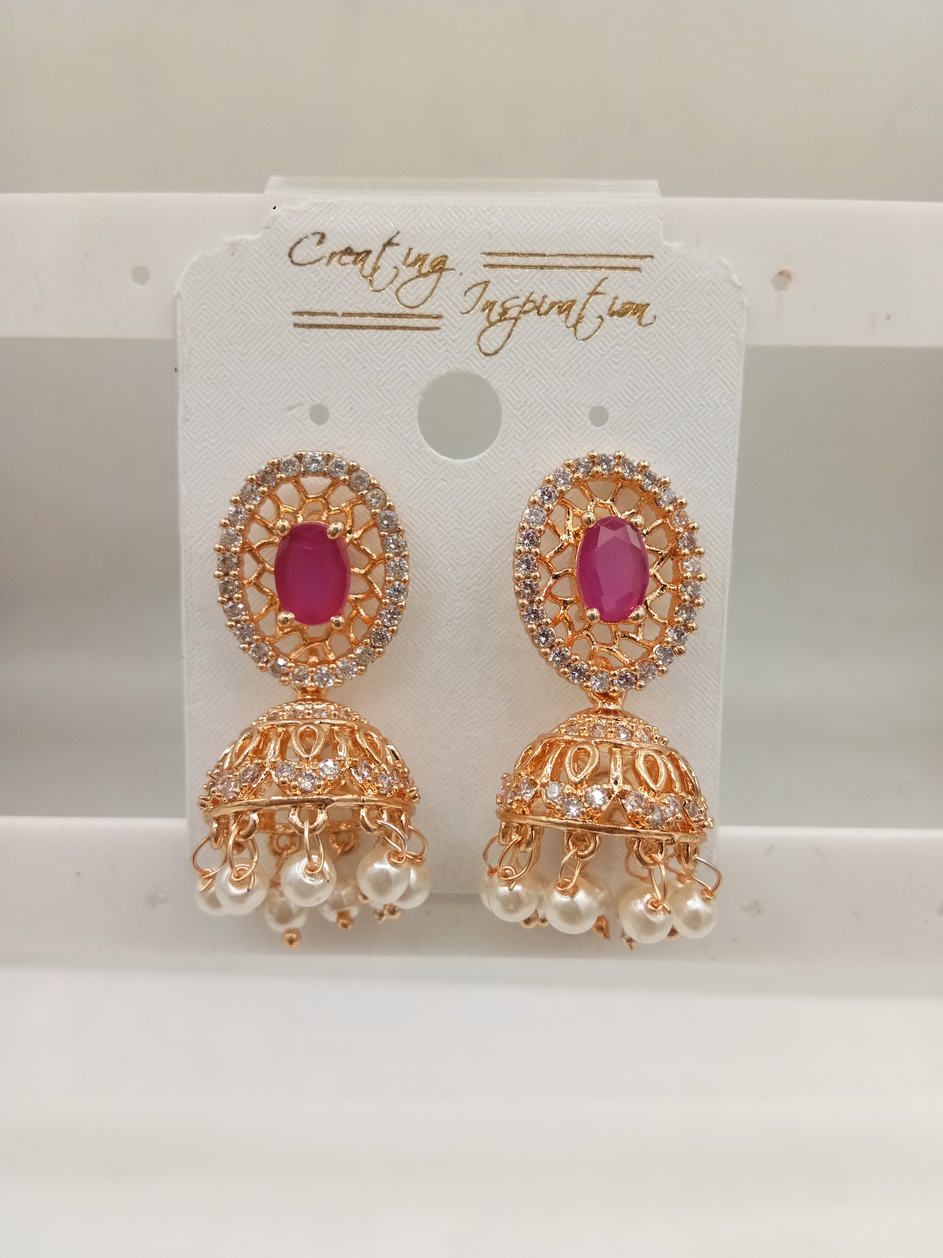 AD ROSE COLOR JHUMKI - 21224 NX