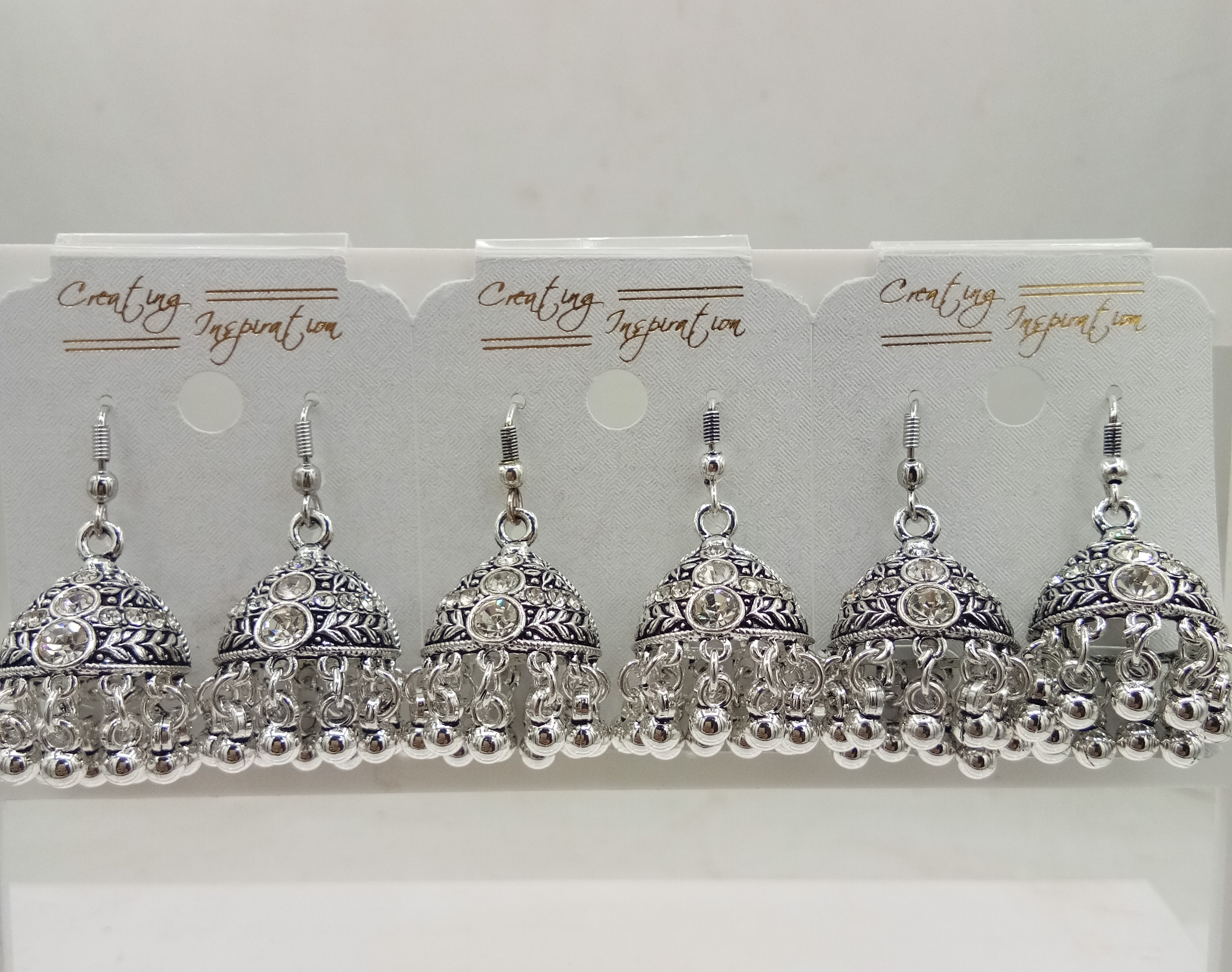 GERMAN SILVER ANTIQUE AKDA 03 PAIR JHUMKI - 521187