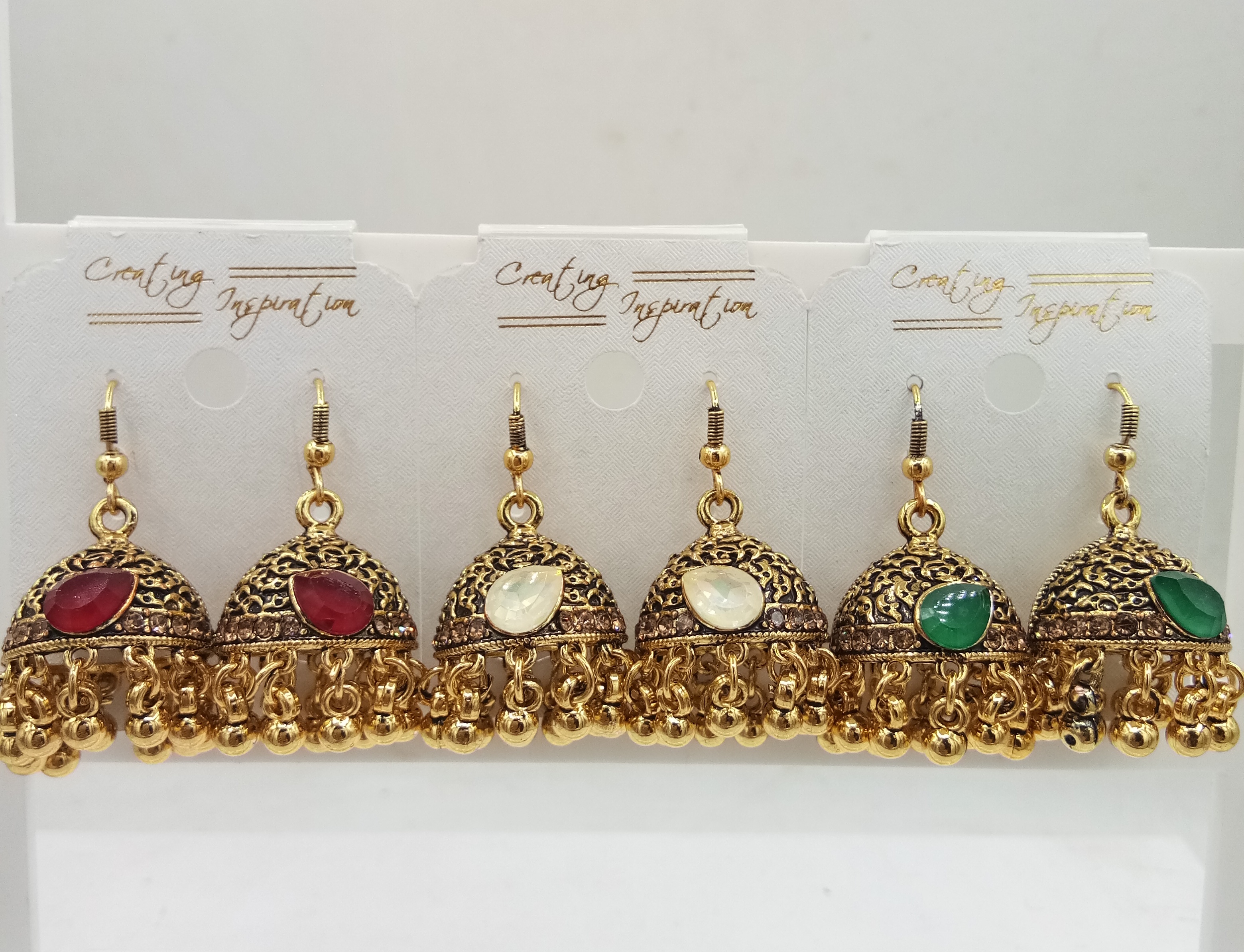 GERMAN GOLD ANTIQUE AKDA 03 PAIR JHUMKI - 525034