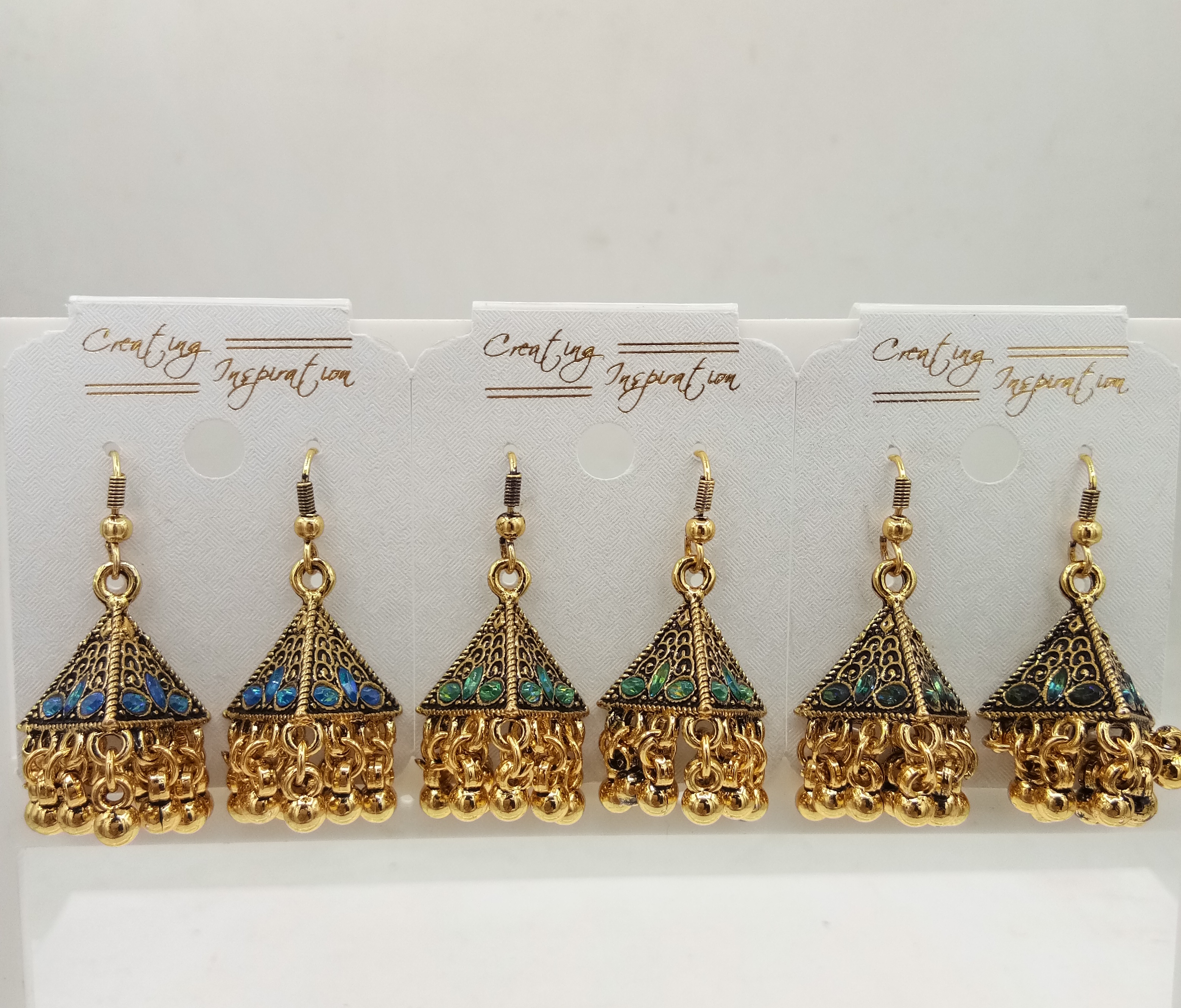 GERMAN GOLD ANTIQUE AKDA 03 PAIR JHUMKI - 521421