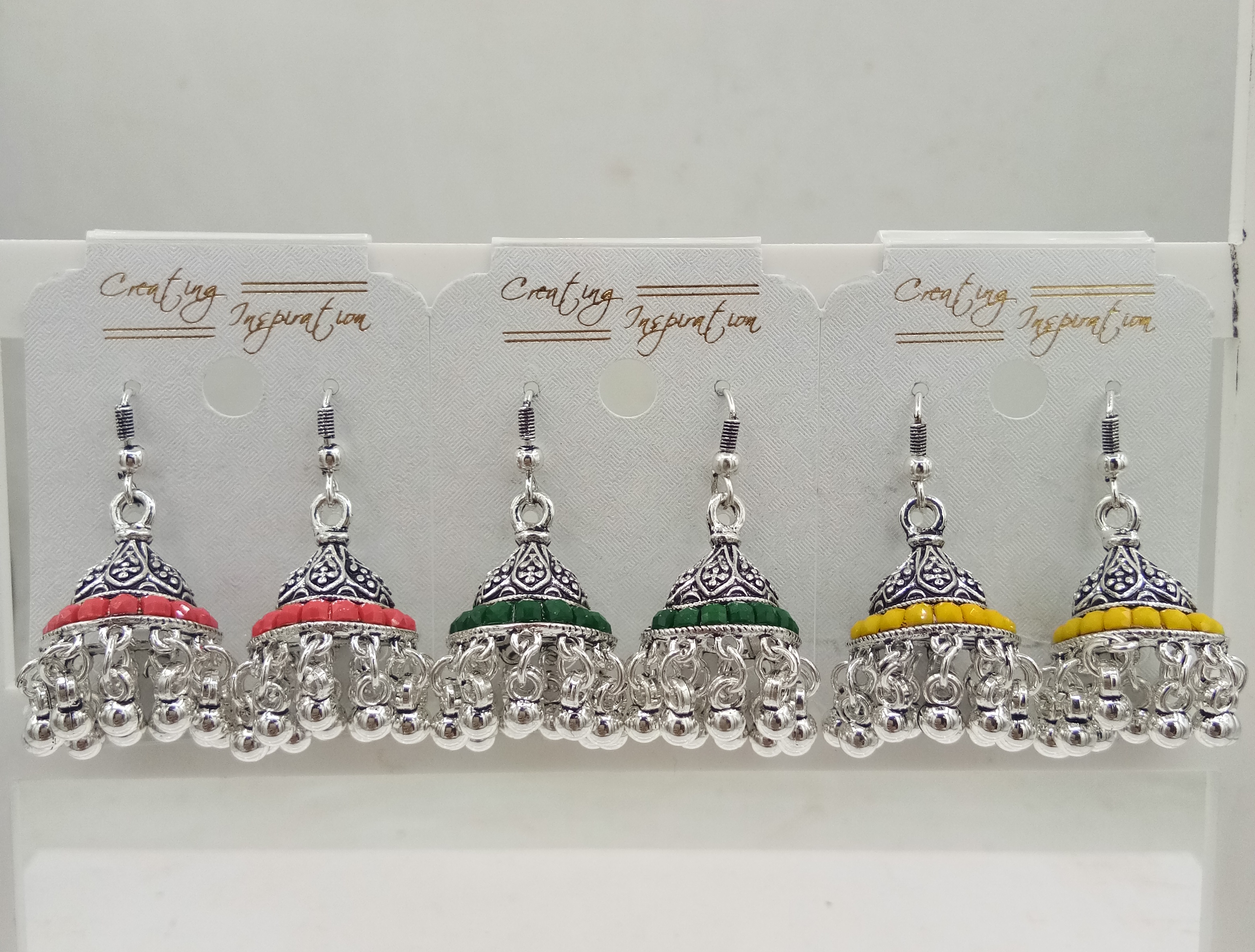 GERMAN SILVER ANTIQUE AKDA 03 PAIR JHUMKI - 521158