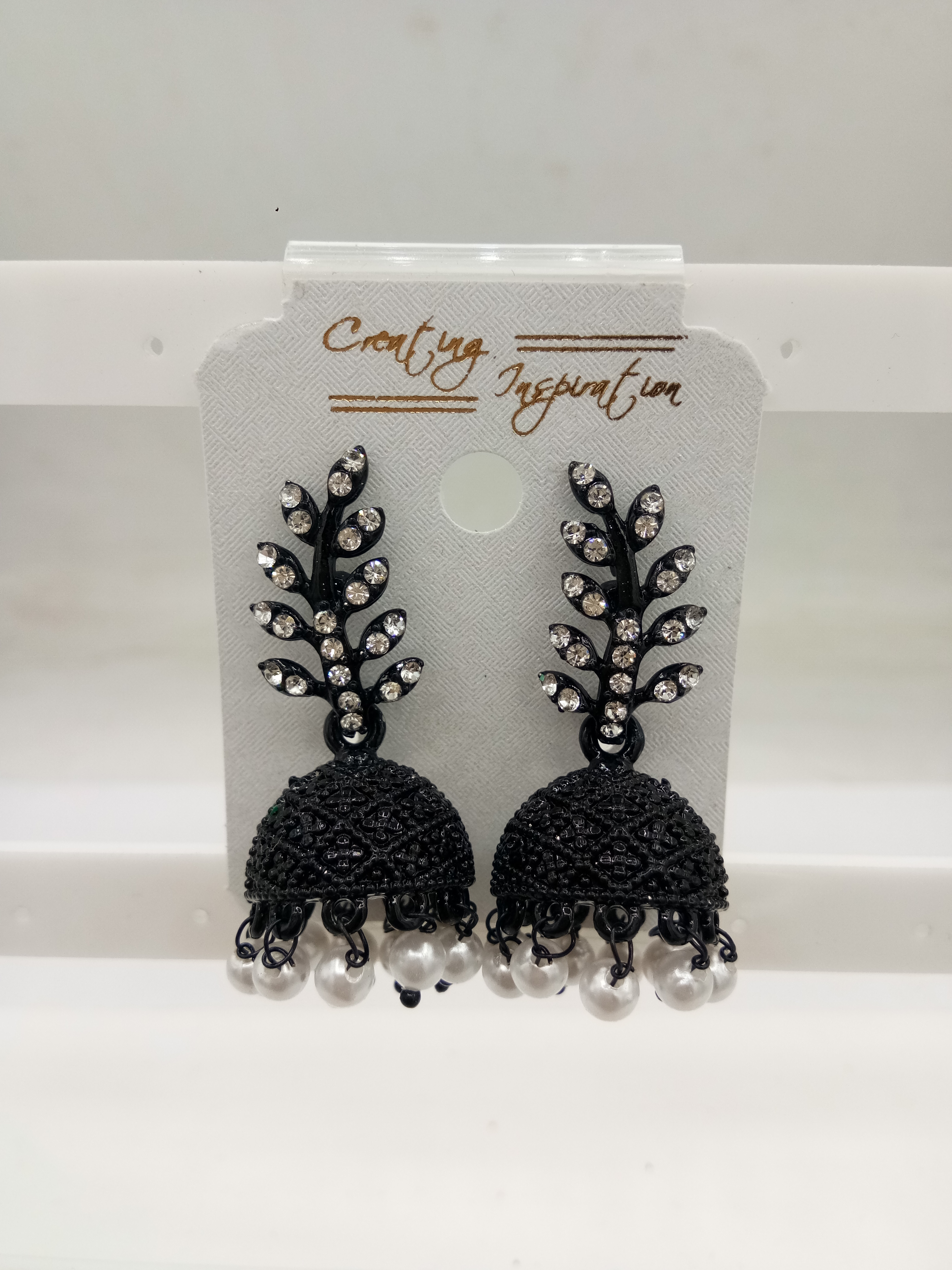BLACK WHITE STONE BAJRI JHUMKI - 524247