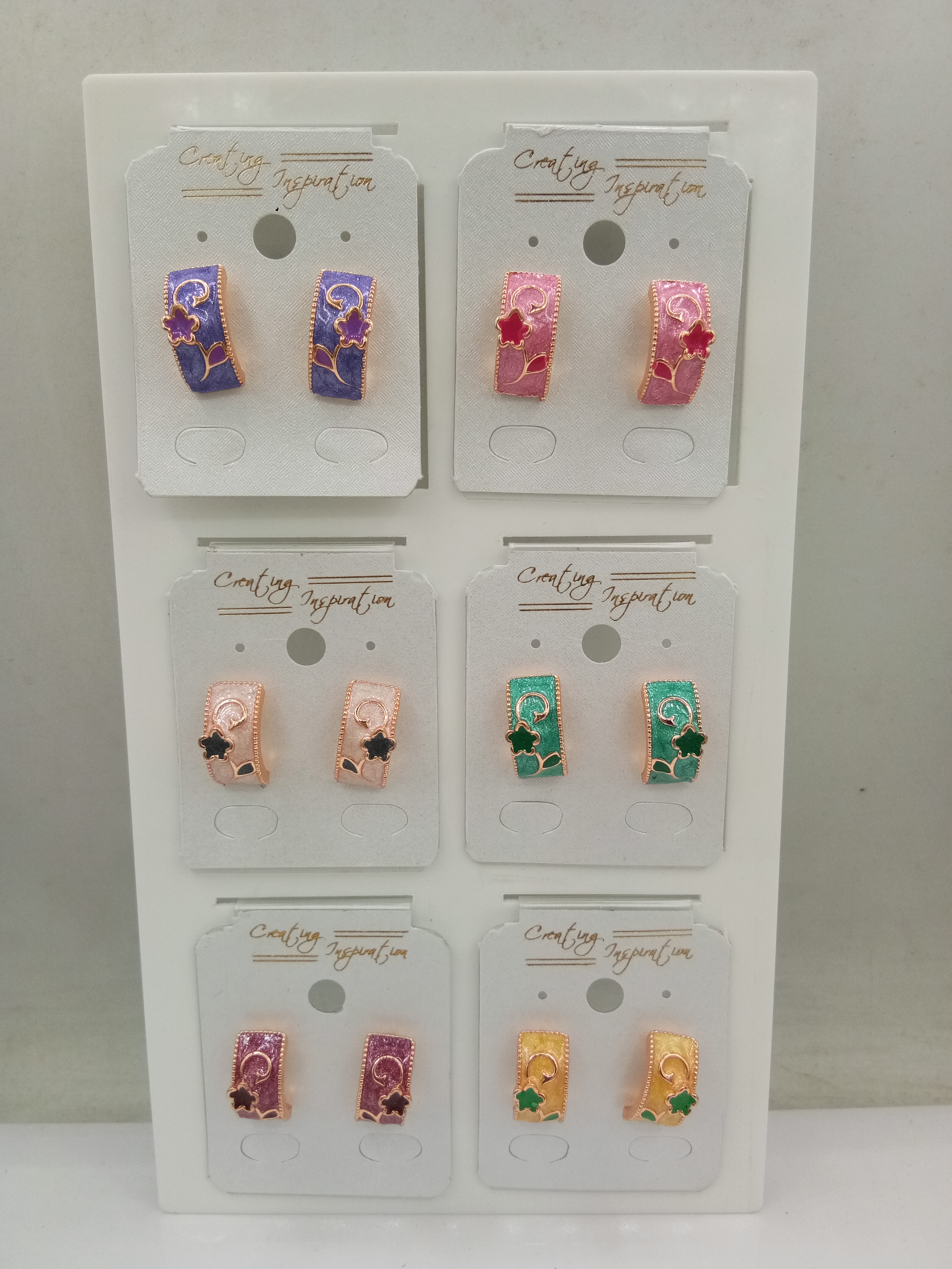 LIGHT ROSE CLR + CLR NEW PEARL ZARI MEENA 6 PAIR TRAY TOPS - 1111993